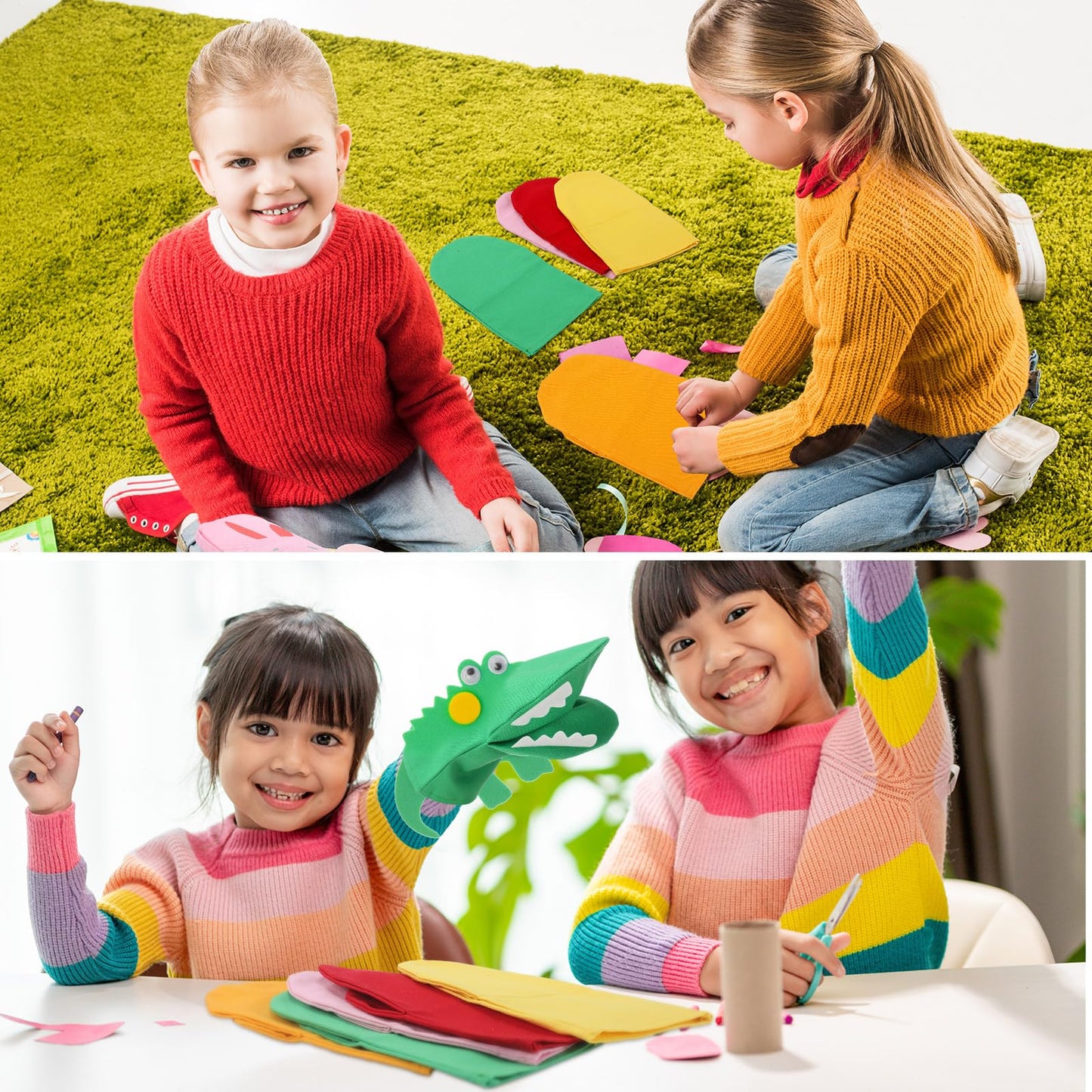 Soulchen 24 Pcs DIY Hand Puppets, Canvas Hand Puppet Making Kit DIY Arts and Crafts Sewing Projects for Fun Home Activities Classes Storytelling Party Favors (Mixed Colors)