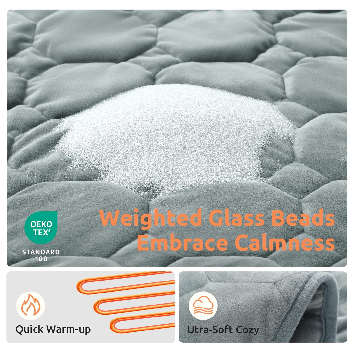 Drewin Weighted Heating Pad for Relax and Calm, Velvet-Soft 7 lbs Electric Lap Blanket for Neck Shoulders Back, Washable Warm Weighted Lap Blanket with 4 Heating Levels, 24" x 29", Grey