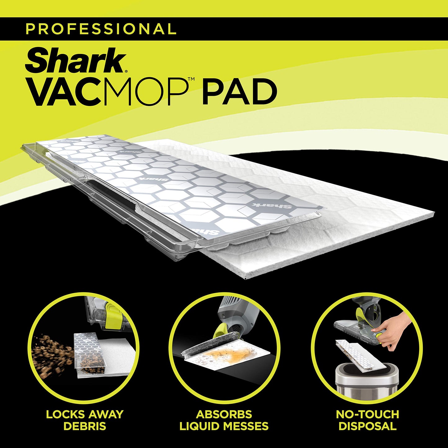 Shark VACMOP Disposable Hard Floor Pad Refills, Compatible with VM252 & VM180, No-Touch Disposal, for use on All Sealed Floors - Stone, Hardwood, Laminate & Tile, (46 Count Total), VMP46