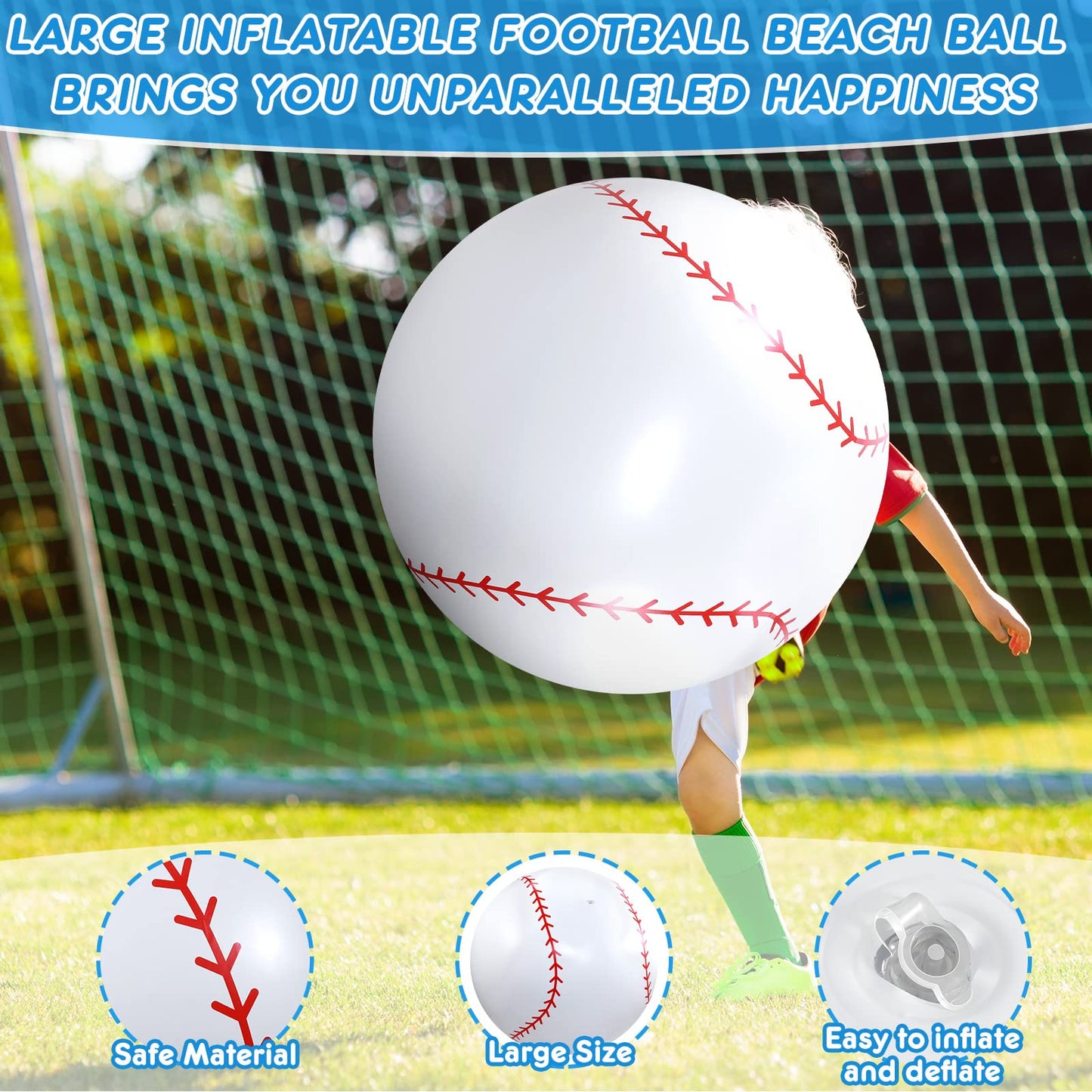 Meooeck 2 Pcs 27 Inch Inflatable Balls Large Inflatable Baseball Giant Beach Balls for Pool Summer Outdoor Activity Games Birthday Party Decorations
