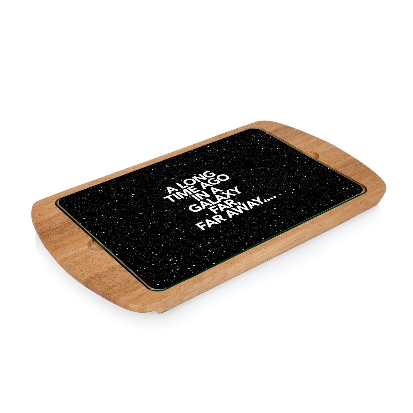 PICNIC TIME Star Wars Scroll Billboard Glass Top Cheese Board, Serving Platter, Cheese Boards Charcuterie Boards, (Parawood)