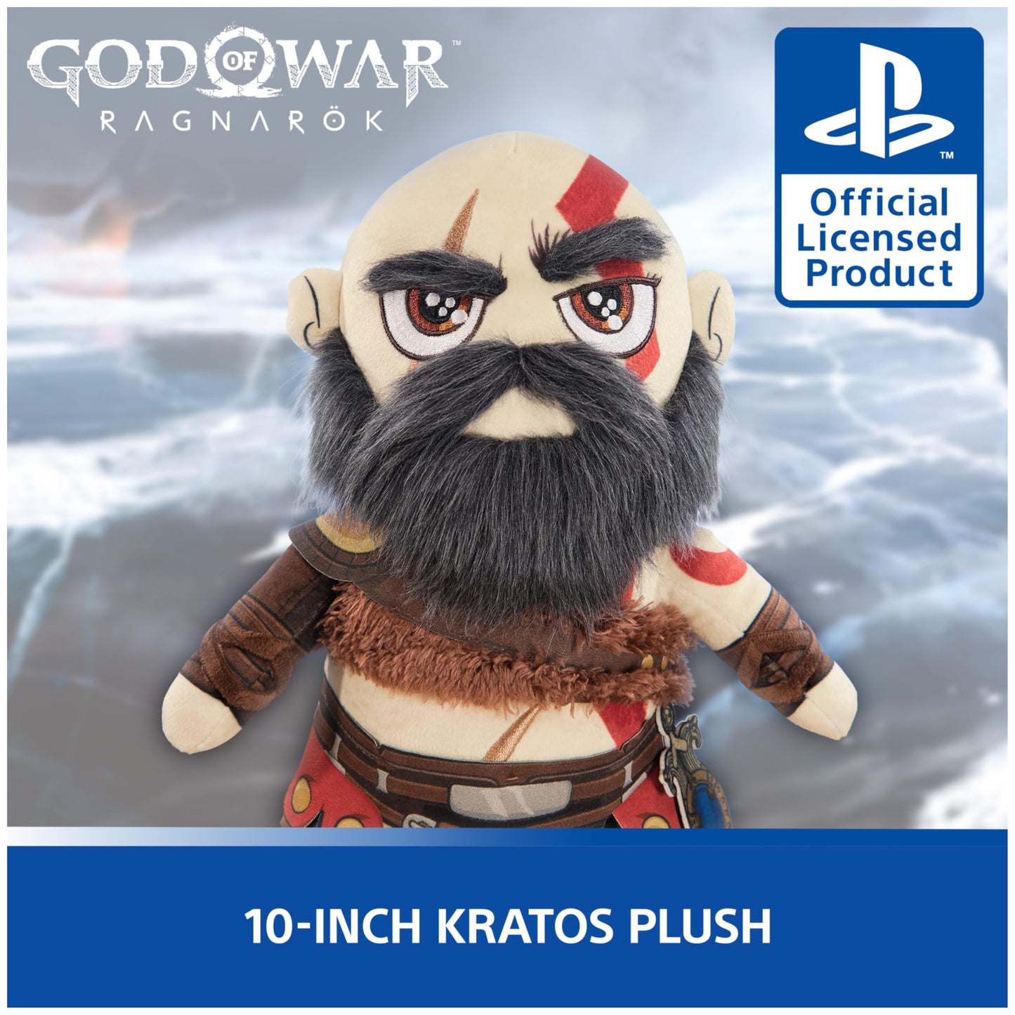 PlayStation, God of War Ragnarok, Premium 10-Inch Kratos Collector Grade Plush Toy, Cute Plushies and Kids Toys for PS5 Fans of All Ages