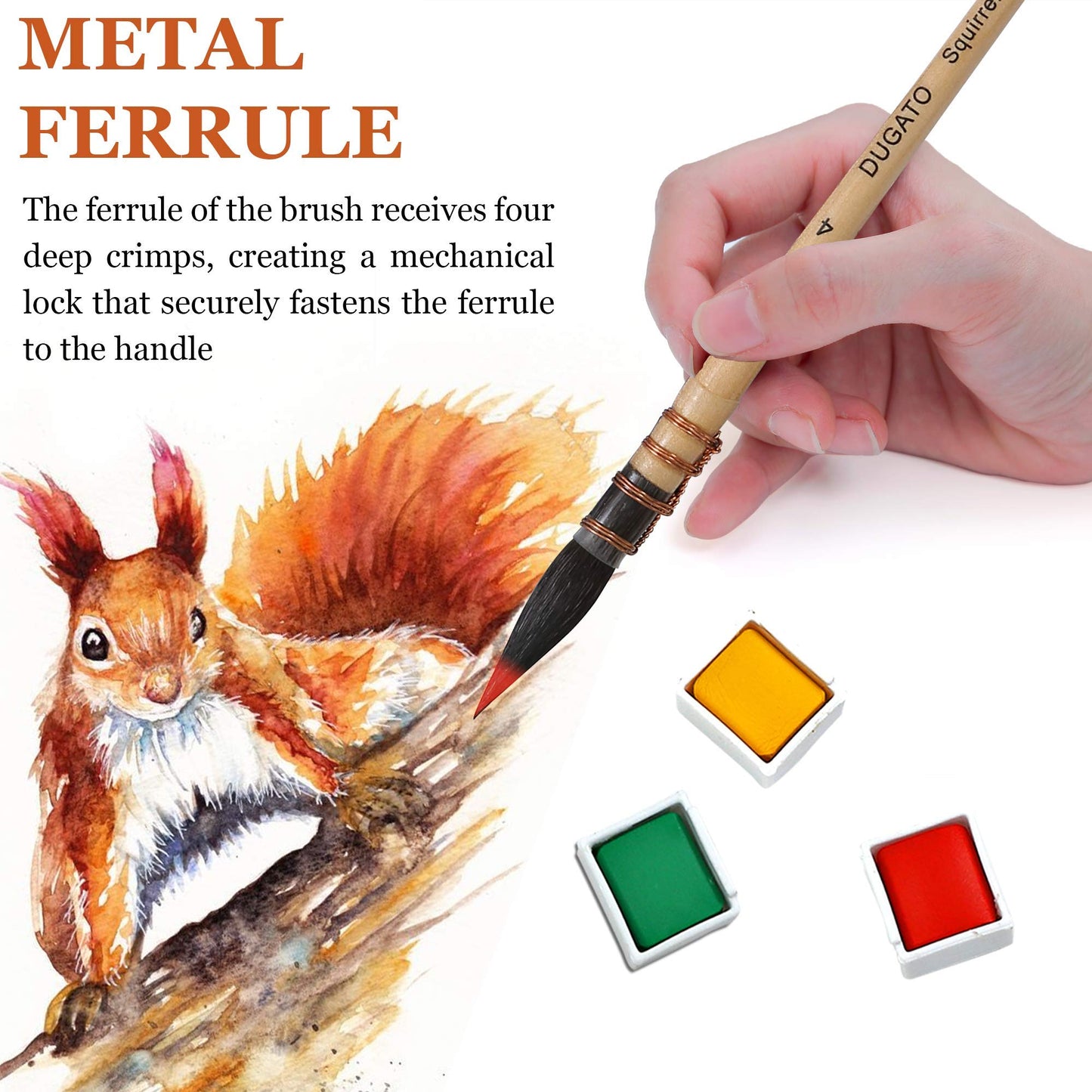 Professional Watercolor Paint Brushes, Round Squirrel Hair Paint Brush Set for Art Painting, Gouache, Fine Detailing, Acrylic, Gouache, Oil (4 Brushes)