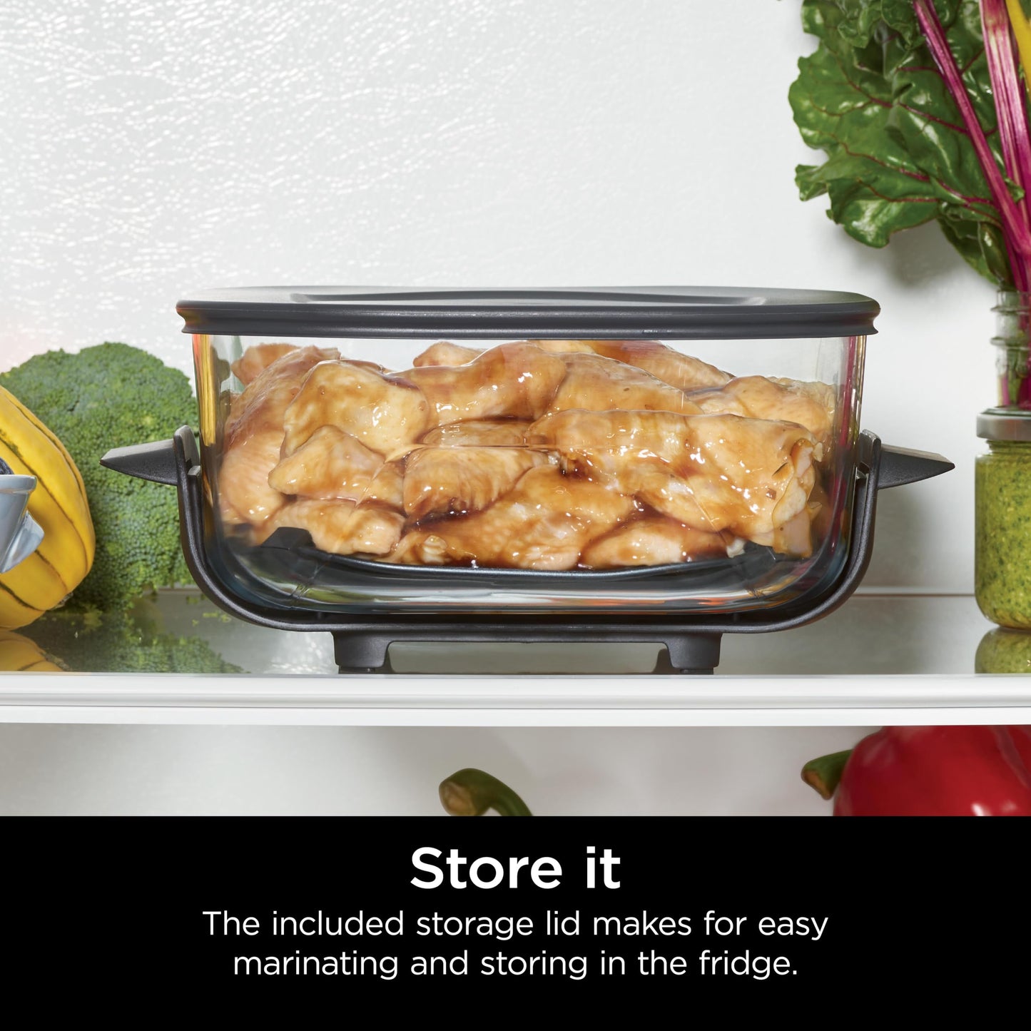 Ninja 4-QT CleanCrisp™ Glassware Container with Storage lid, Compatible with Ninja Crispi FN101 & AS101 Series, Microwave, Freezer & Dishwasher Safe, PFAS & PTFE Free Glass, XSKSFN4QT