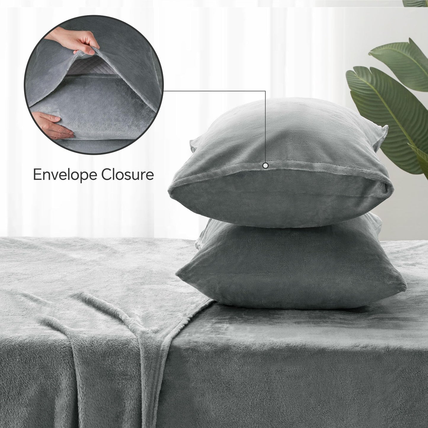 BEDELITE Flannel Sheets Full Size Grey - Super Soft Fleece Sheets Set Fluffy Extra Plush, 4 Piece(Include Fitted Sheet, Flat Sheet, 2 Pillowcases)