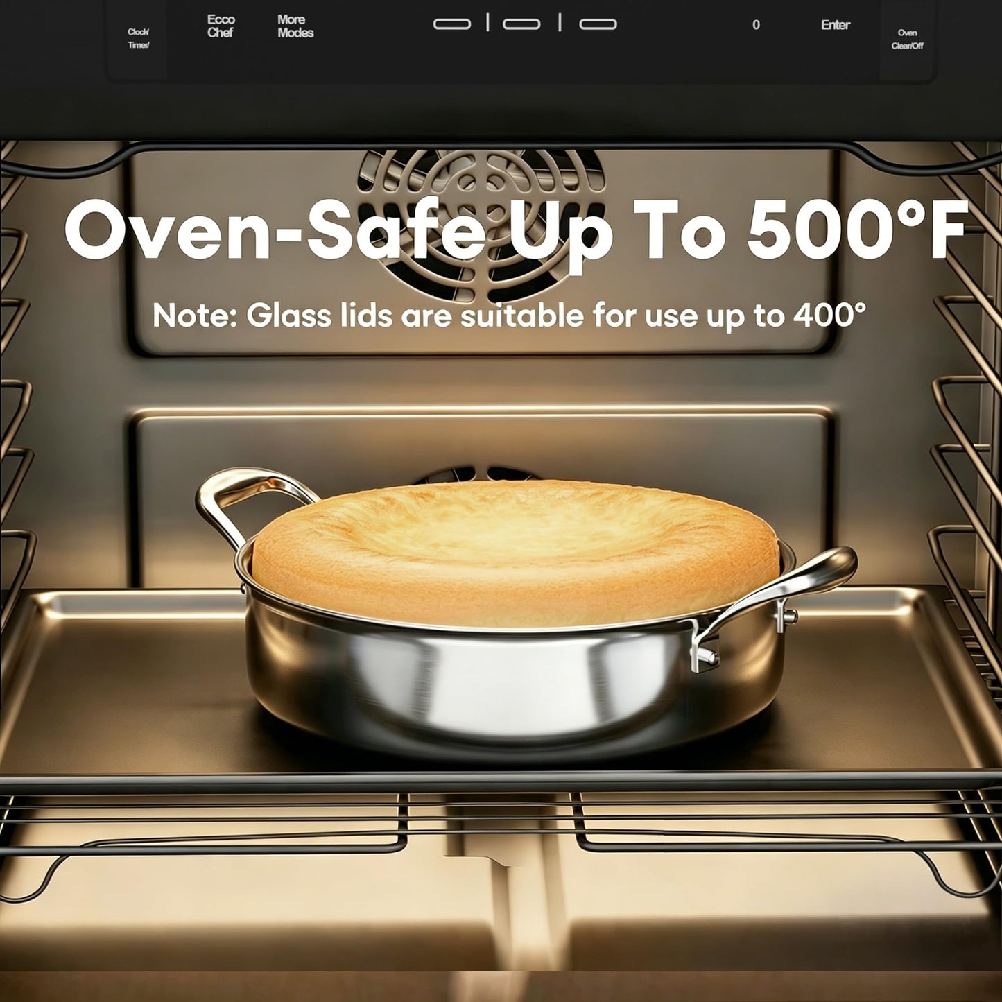 COOKER KING 5QT Stainless Steel Saute Pan with Lid, Hybrid Nonstick Deep Saute Pan, Chicken Fryer, Tri-Ply Clad Even Heat Distribution, Dishwasher-Friendly,Oven Safe to 900°F, Induction Compatible