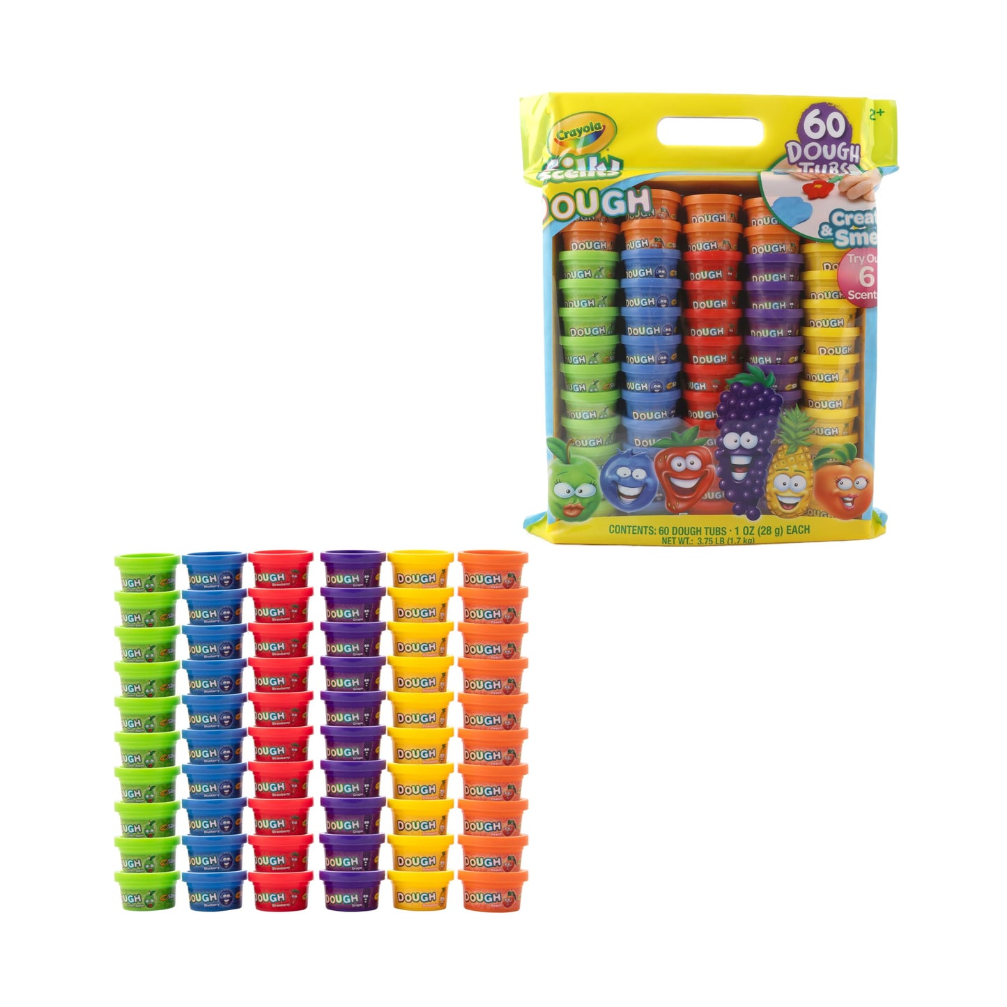 Crayola - Dough - Silly Scents 60 Pack | 60x1oz Scented Play Dough Party Pack | 60 Modeling Compound Tubs in 6 Bright Colors & Scents | Kids Party Favors | Classroom Prizes | Summer Activities