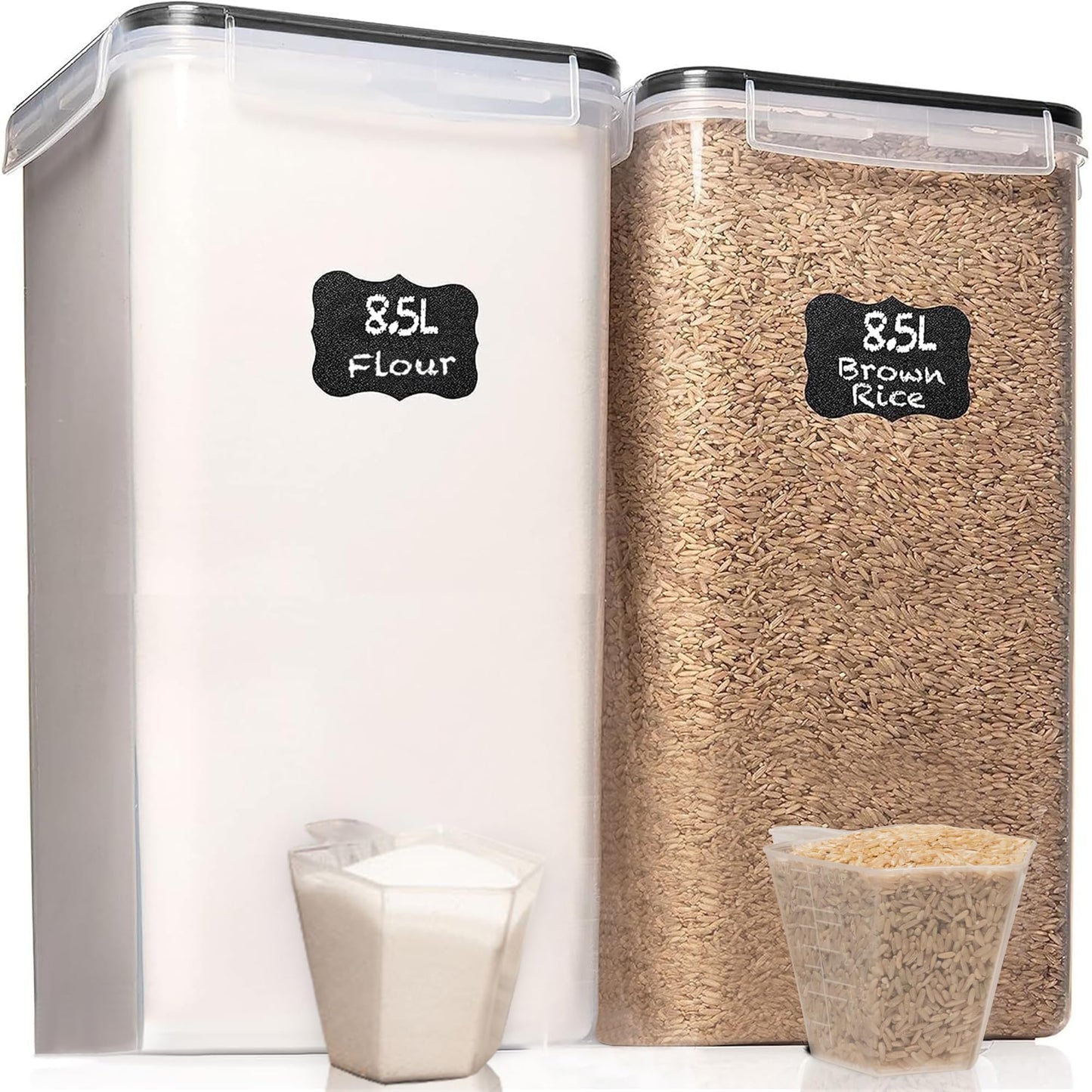 WHITE FEATHER SUPPLIES 2 PC [8.5L / 287 Oz] Extra Large Airtight Food Storage Containers with Lids - BPA Free Kitchen and Pantry Organization Containers for Baking Supplies, Cereal, Flour, Sugar, Rice