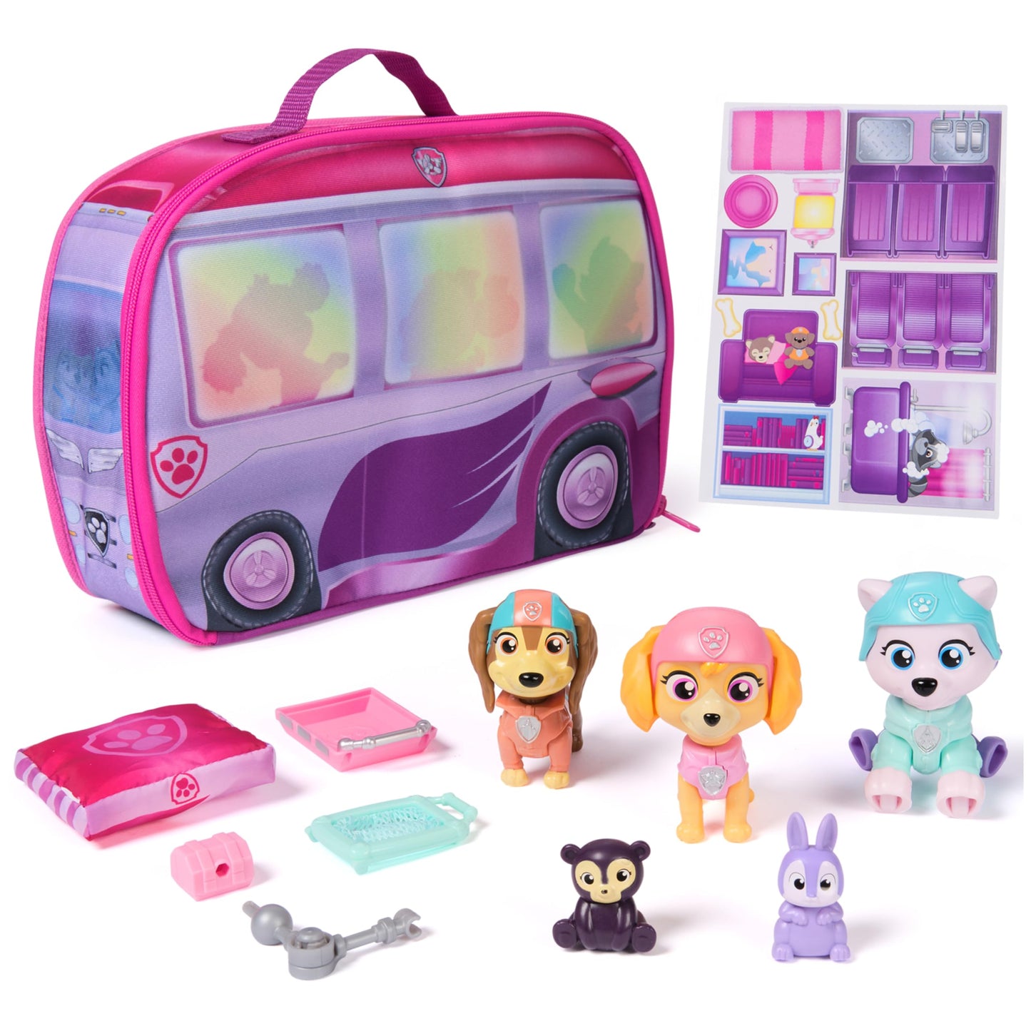 PAW Patrol Skye's World Pupcation Rescue Set with Skye, Everest & Liberty Bobble Head Toy Figures & RV Camper, Kids Toys for Boys & Girls Ages 3 & Up