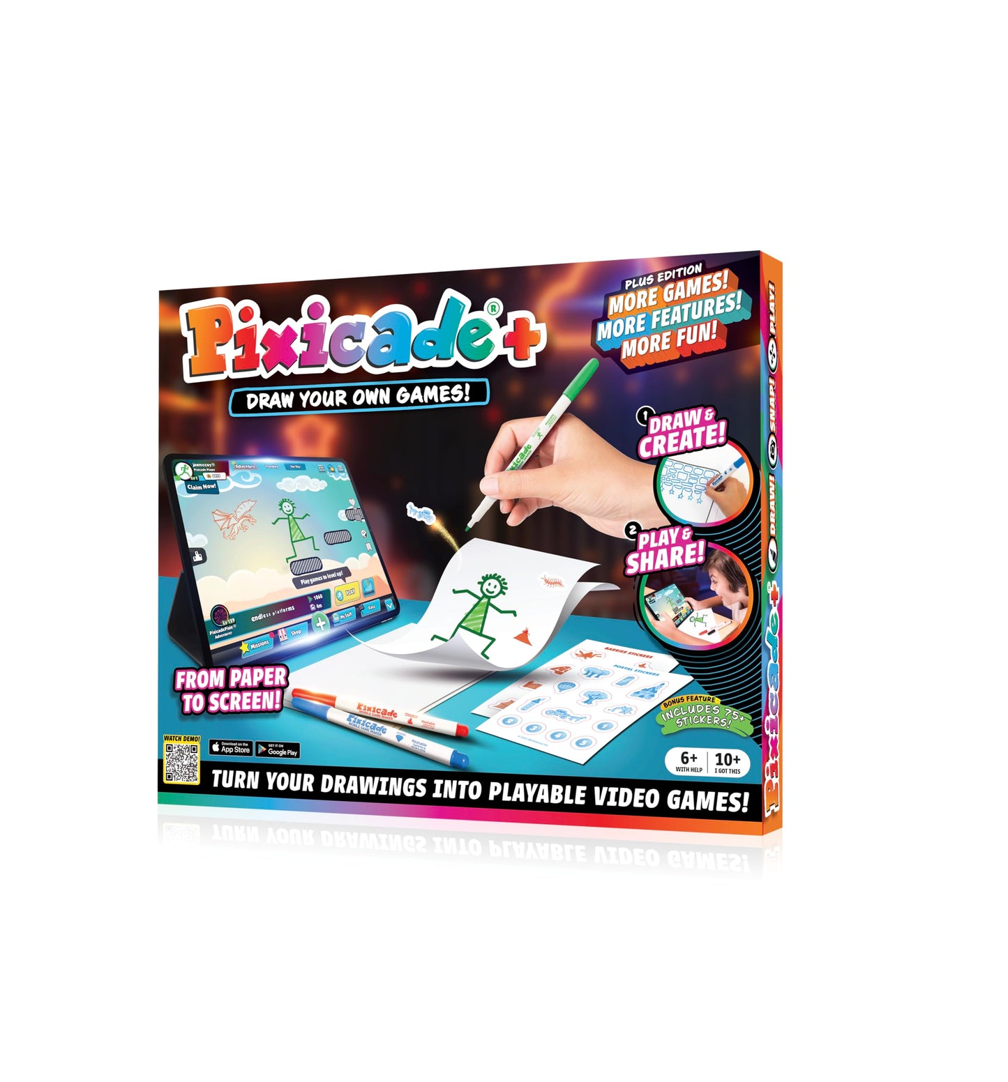 Abacus Brands Pixicade! Plus | Turn Drawings Into Playable Video Games! | Doodle & Draw, Snap Play & Share Instant Video Games! | Mobile Video Game Maker and Creation Studio!