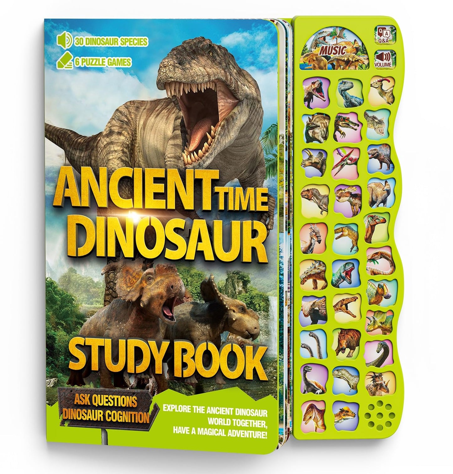 Dinosaur Book for Kids 3-5 Dinosaur Busy Book with Sounds 30 Species Names & Realistic Sounds Interactive (Dinosaur)