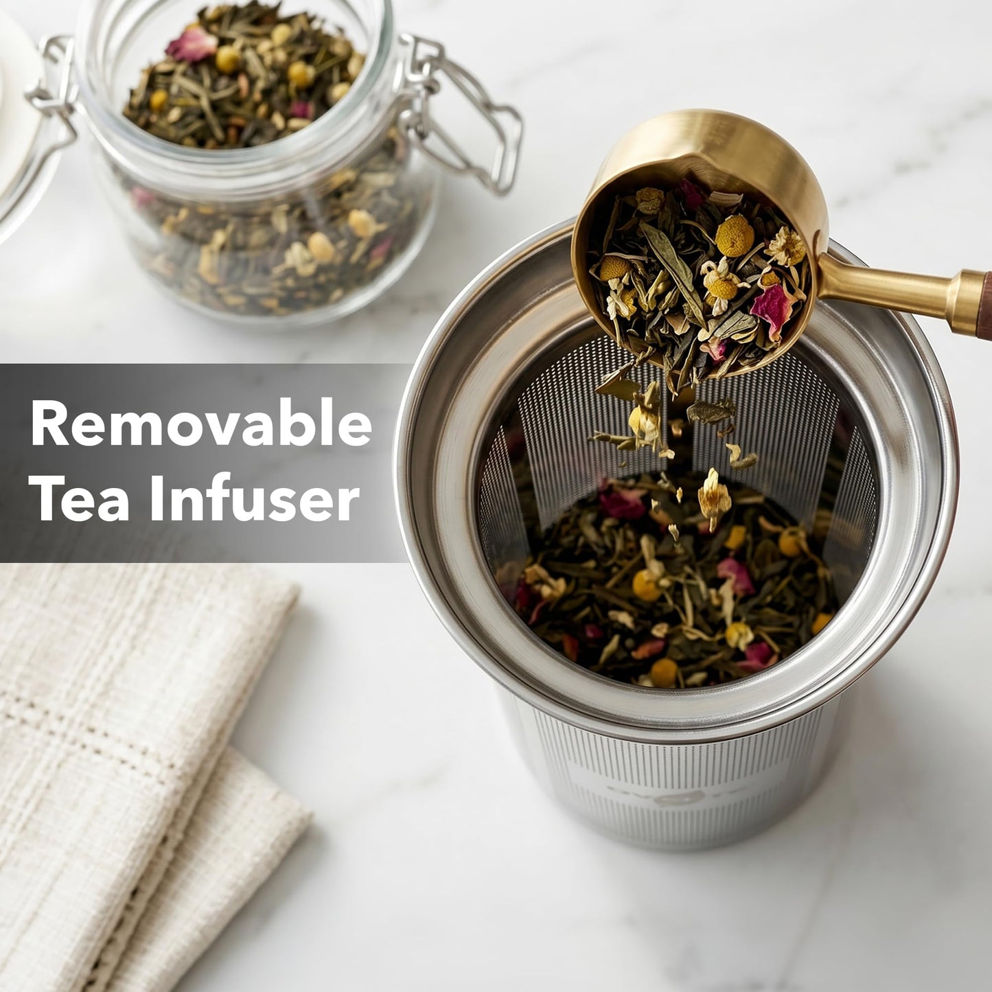 OVENTE Digital Glass Electric Tea Kettle 1.7L with Color-Changing LED Lights Temperature Control, Double-Wall Cool Touch, 4 Presets, Keep Warm, Tea Infuser & Boil-Dry Protection, Silver KGD913S