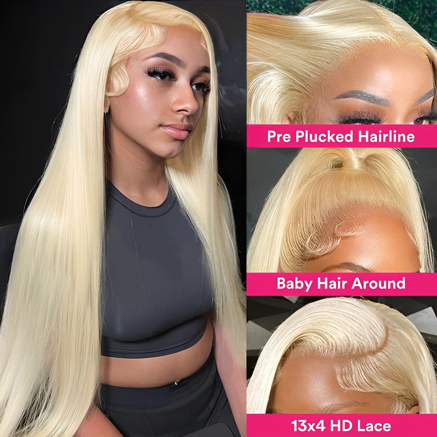 613 Lace Front Wig Human Hair 13x4 Blonde Lace Front Wigs 26Inch 210% Density 613 HD Lace Frontal Wig for Women 12A Brazilian Straight Human Hair Wig Glueless Wigs Pre Plucked with Baby Hair
