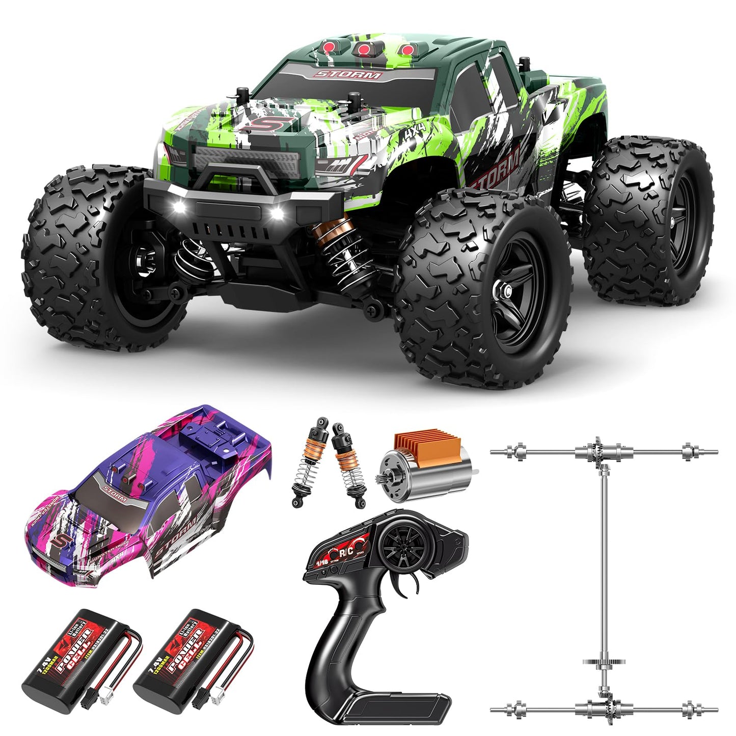 X-TMAGA Rc Cars 1:18 All Terrain RC Car for Adults & Boys (18305), 4WD Off-Road RC Truck High Speed Fast 40+ KPH, 4X4 Waterproof Remote Control Car with 2 Rechargeable Batteries