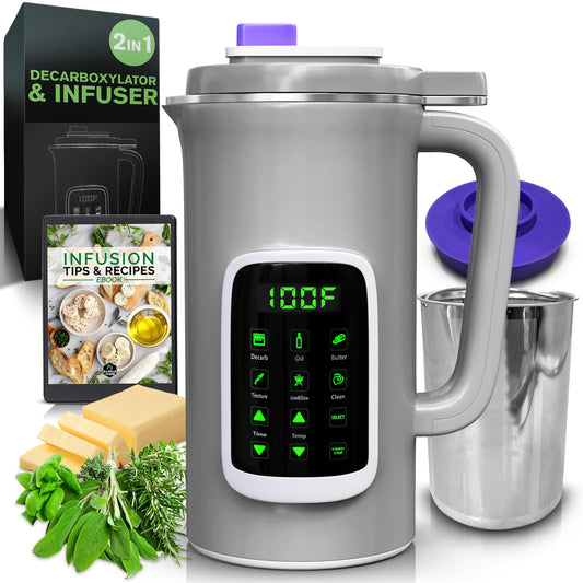 2 in 1 Decarboxylator and Infuser, Butter Machine, Oil Infuser Machine, Gummy Maker, Mess-Free, Easy to Use, 6 Presets, Adjustable Temperature & Time, Includes Strainer – EdiWhip 2.0