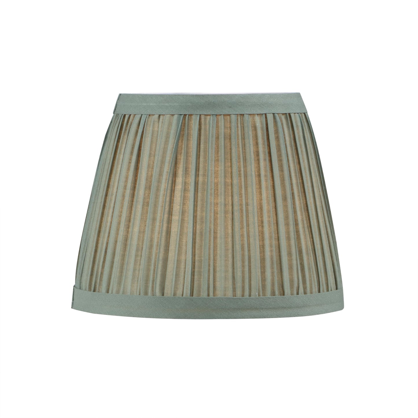 Aspen Creative 51521-2, Hardback Empire Transitional Clip-On Chandelier Lamp Shade, Mushroom Pleated Olive Faux Silk Fabric, 4" Top x 6" Bottom x 5" Slant Height, Set of 2