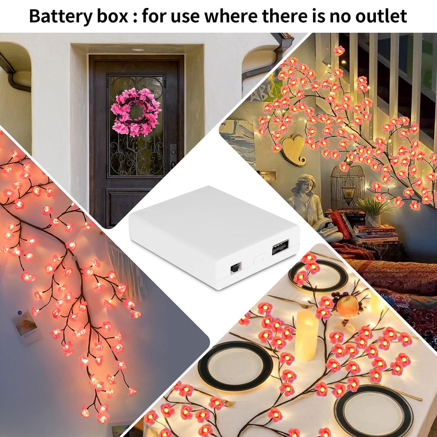 FNHMSL Cherry Enchanted Willow Vine Lights, Cherry Blossom LED Tree Branch Lights for Wall, Remote Timer, 8 Light Model, for Bedroom Wall Doors Windows Wedding (7.55FT 144LED)