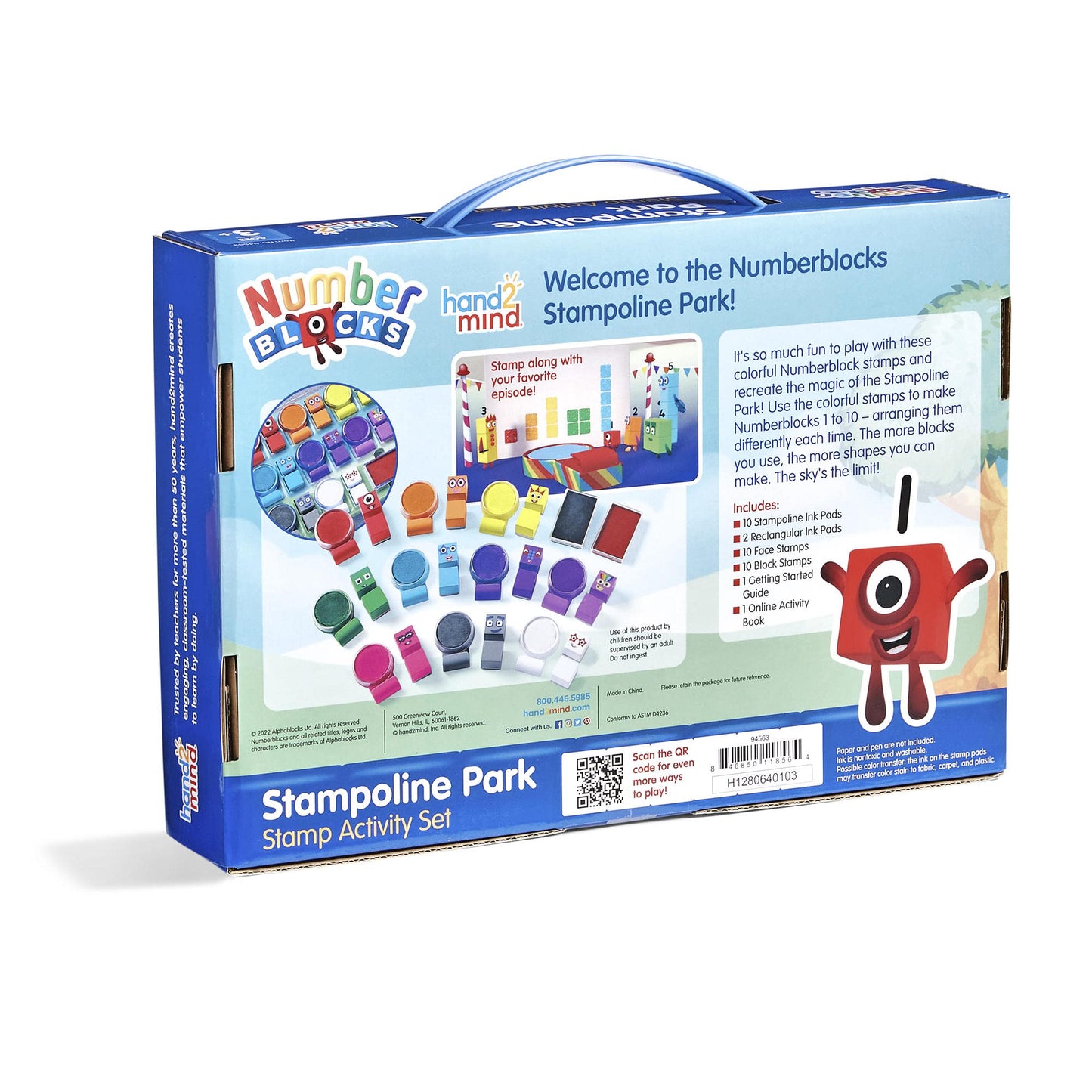 hand2mind Numberblocks Stampoline Park Activity Set, Washable Ink, Reusable Stamps, Toys, Stamp Set for Kids, Ink Pads Toys (20 Stamps and 12 Pads), Multicolor (94563)