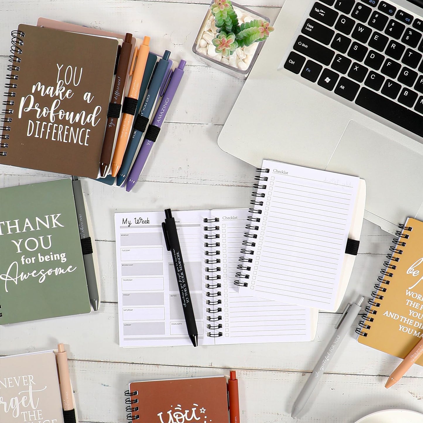 Tellingyou Bulk Employee Appreciation Gifts A6 Notebook with Pens CNA Week Appreciation Gifts Thank You for Team Office Coworker Staff Graduation Teacher Volunteers(Neutral Colors,100 Pcs)