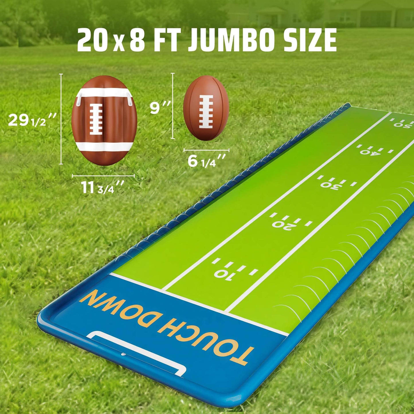 Funscape Kids Backyard Triple Water Slide 20ft Water Slide with 3 Body Boards Inflatable Football Outdoor Lawn Slip and Slider Yard Game with Splash Summer Fun Family Party Gift for Boys Girls