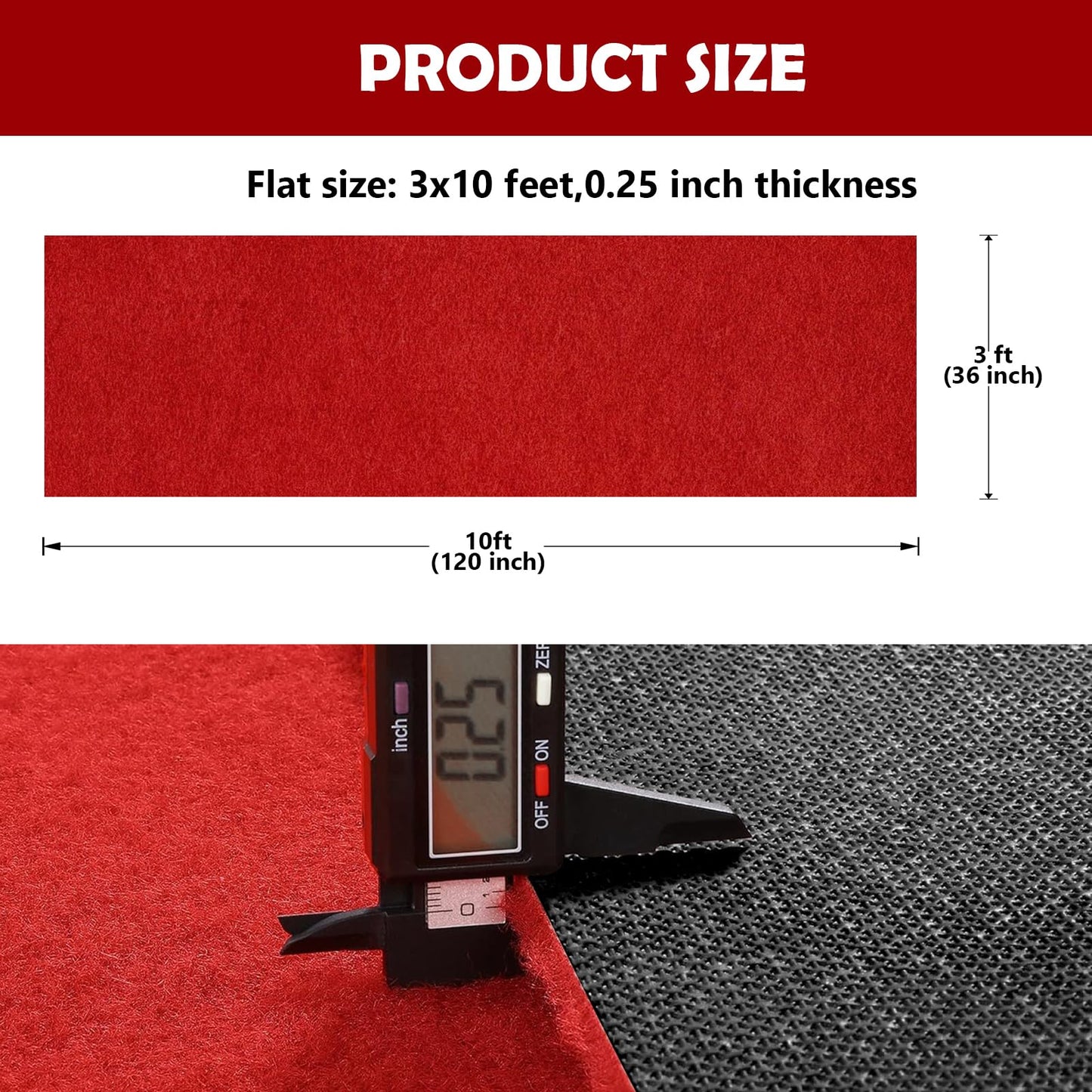 450 GSM Extra Thick Waterproof Red Carpet Runner for Events Decorations, 3X10 Ft Not Slip Red Runner Aisle Runway Rug for Wedding, Party, Banquet, Activity Entrance and Special Events Decorations