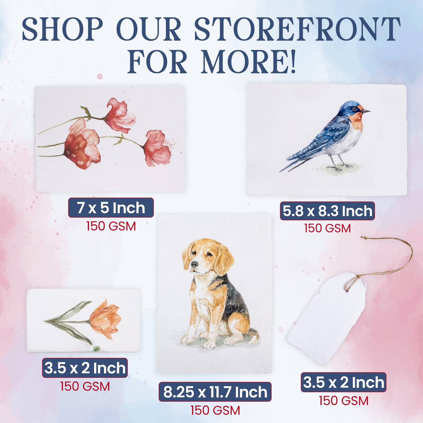 Wanderings Handmade Deckle Edge Tent Cards – Folded to 5" x 7" (12.5 x 18cm) – 150 GSM - 25-Pack – Textured Cotton Paper – Placecards, Blank Name Cards, Table Settings, Gift Tags, Love Notes