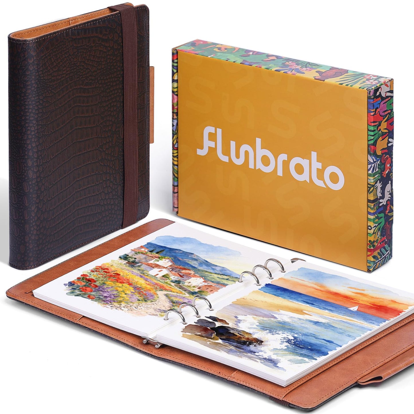 Watercolor Sketchbook A5 (8.3" x 5.8"), 24 Sheets 100% Cotton Hot Press 300GSM 140LB, Refillable Paper with Dual-Sided Consistent Texture, for Watercolor, Gouache, Acrylic & Mixed Media