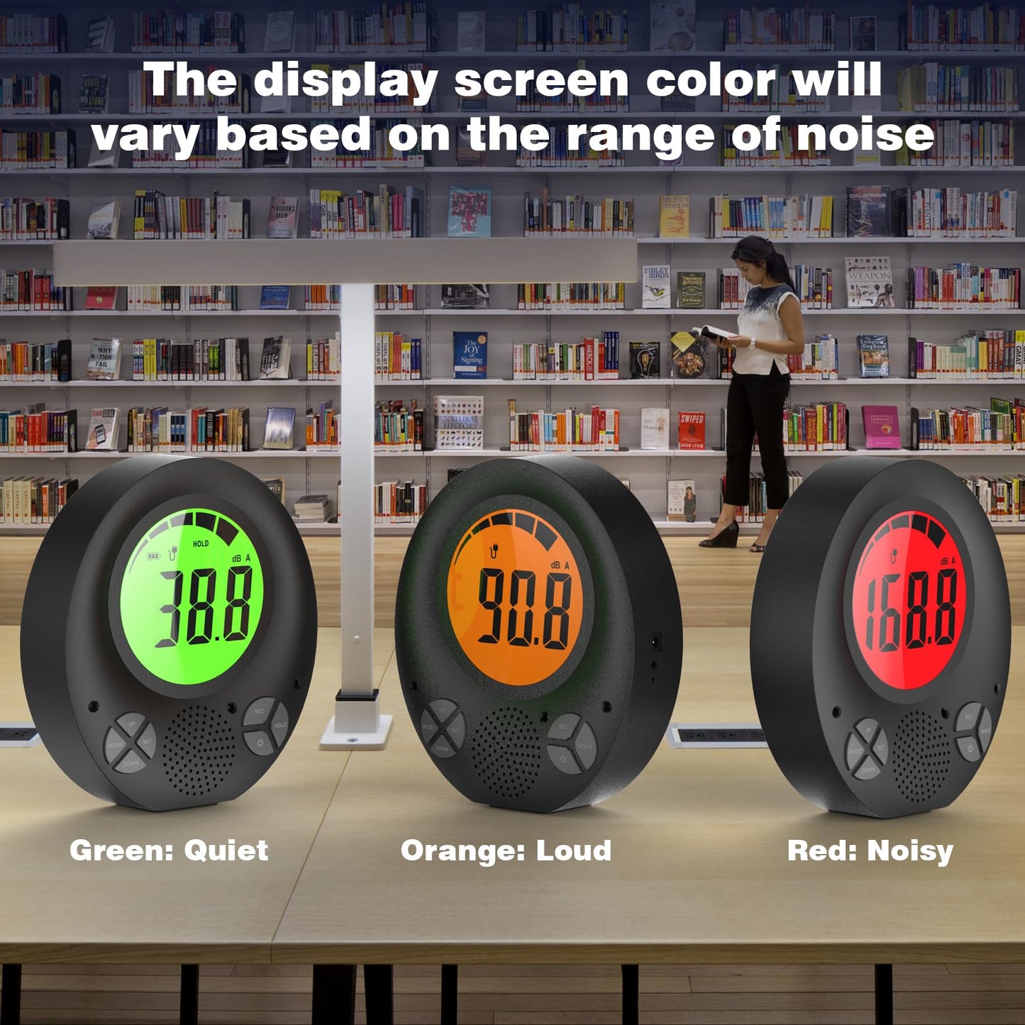 SWAREY Digital Decibel Meter with Alarm, Wall Hanging Sound Level Meter 35dB to 135dB with Alarm Quiet Please, Sound Level Meter for Schools Hospitals Temples Libraries Theaters