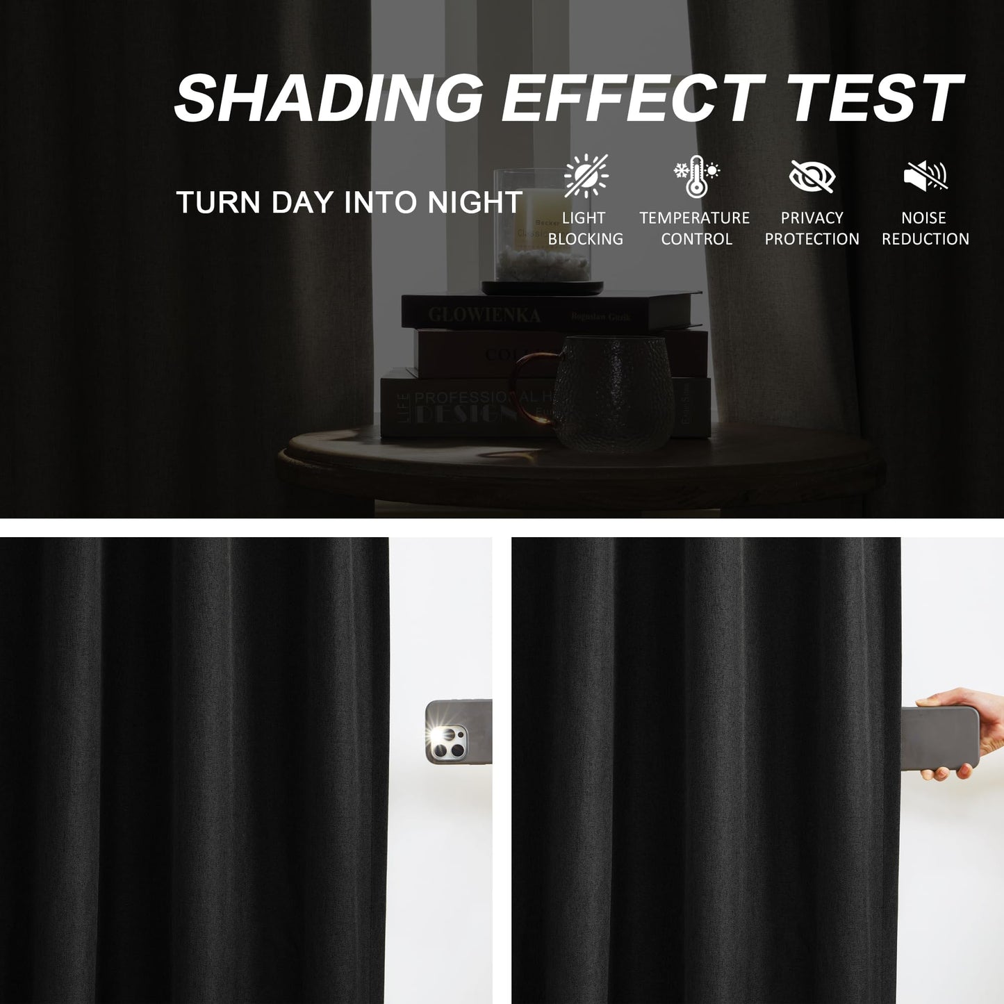 DUALIFE Extra Long Pinch Pleated Blackout Curtains/Drapes 144 Inch Length 12ft,Thermal Insulated Back Draperies 2 Story Window Curtains for Ceiling Villa,(Black, 2 Panels,40" W x 144" L)