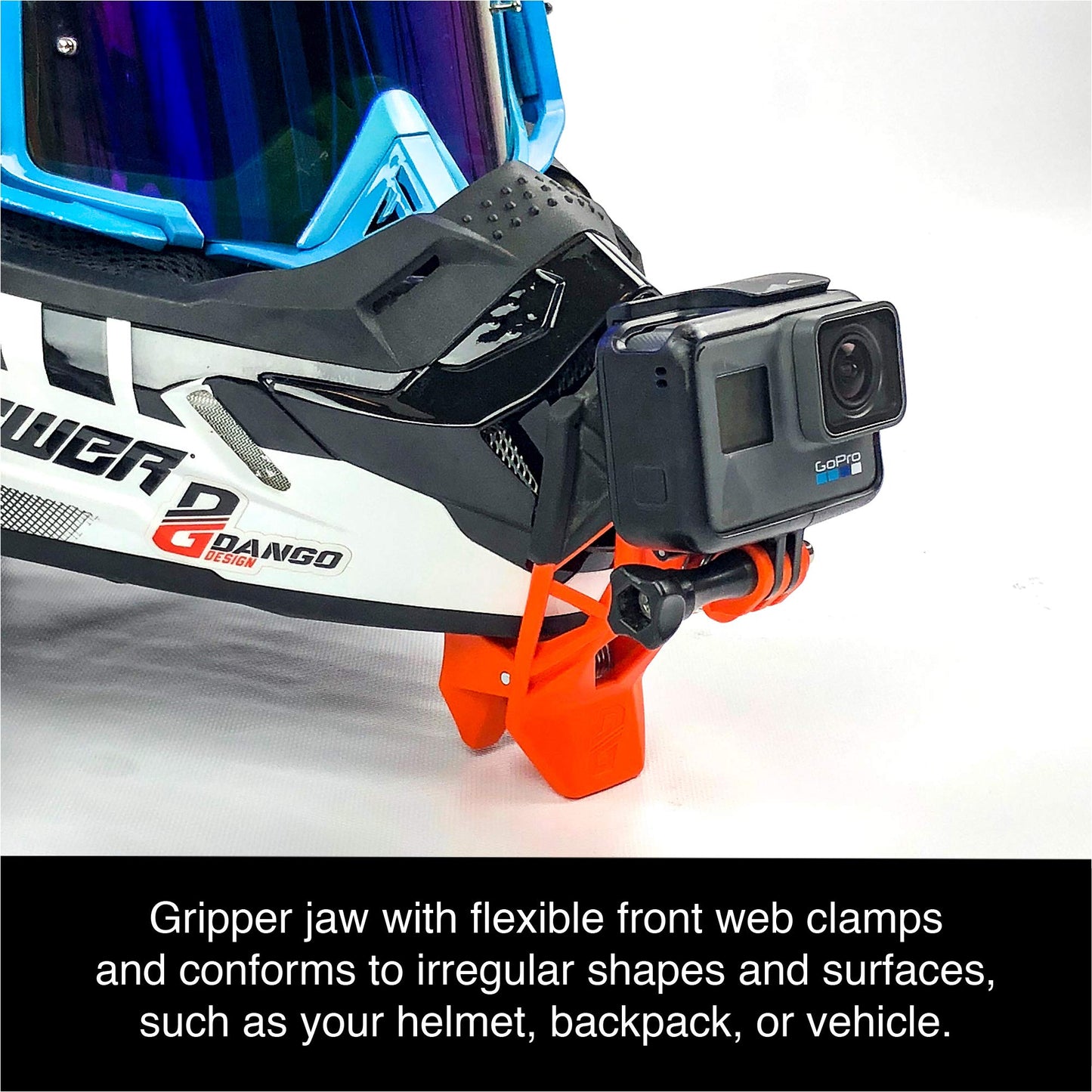 Dango Design Gripper Mount - Universal Clamp Mount for Action Cameras, Use as a Mount on Motorcycle, Powersports Helmets & More (Stealth Black)