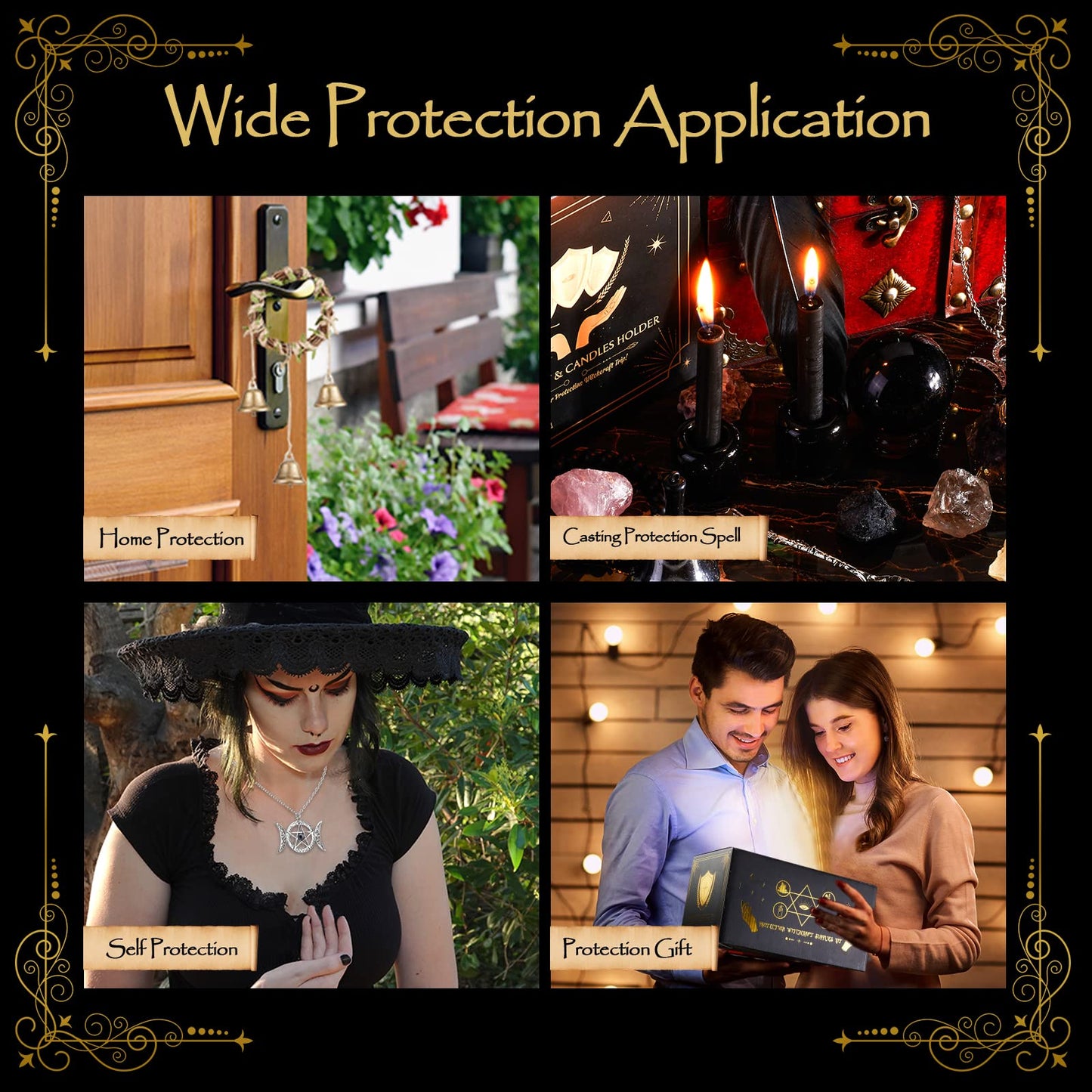 SHYSHINY Wiccan Supplies and Tools for Protection, 130Pack Witchcraft Supplies Witchy Gift for Beginners, Dried Herbs, Crystals, Candles, Witch Starter Spell Kit