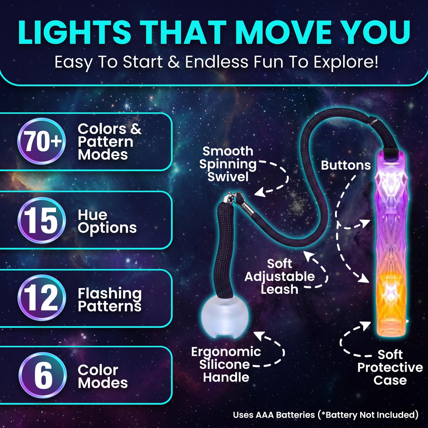 UltraPoi Helix Poi Set LED Poi for Raves and Concerts LED Glow Sick