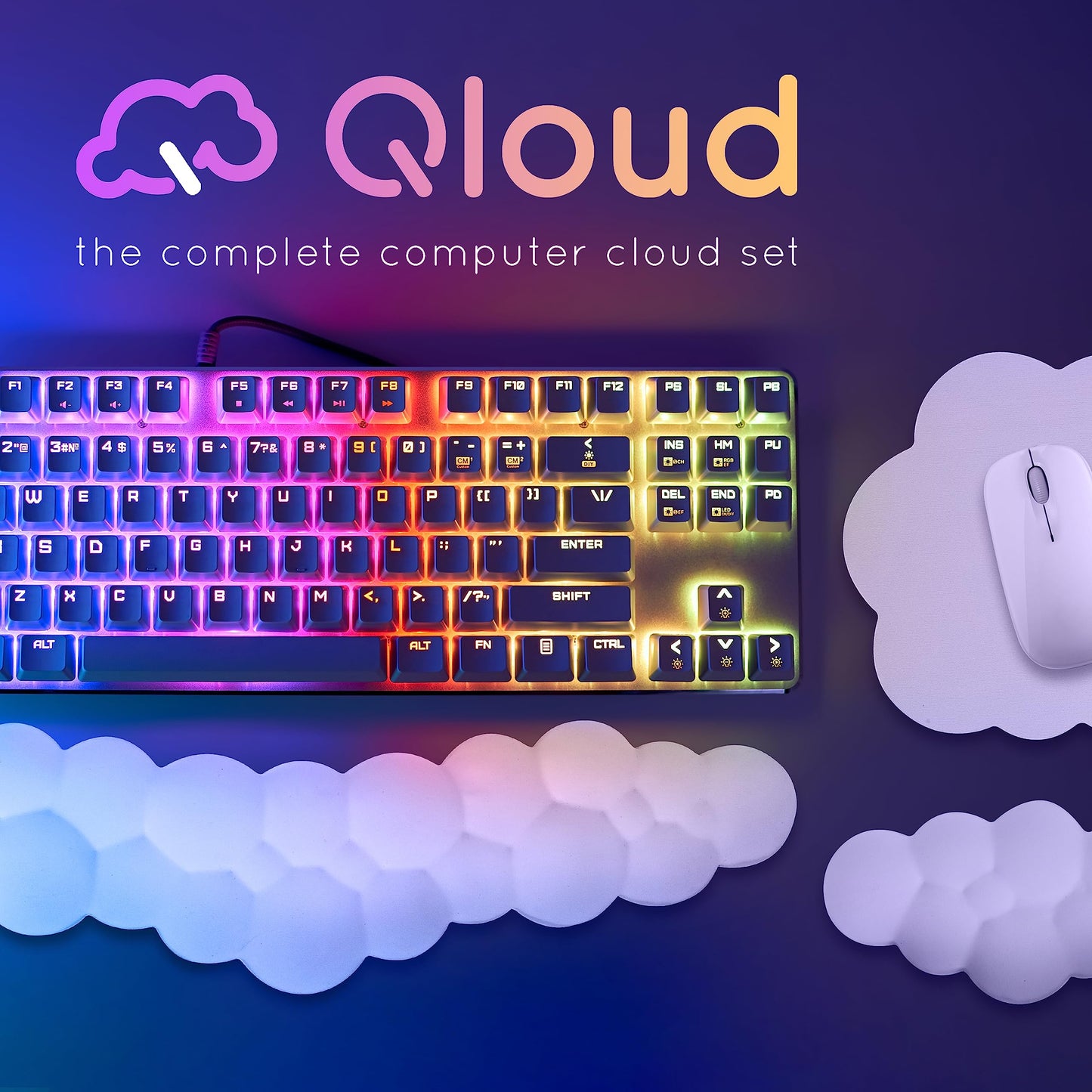 Qloud Cloud Wrist Rest Keyboard – Cloud Palm Rest Keyboard Rest Desk Cloud Wrist Pad – Keyboard Wrist Rest for Computer Keyboard Gaming Wrist Rest Cloud Arm Rest Keyboard Wrist Pad - Matte Black