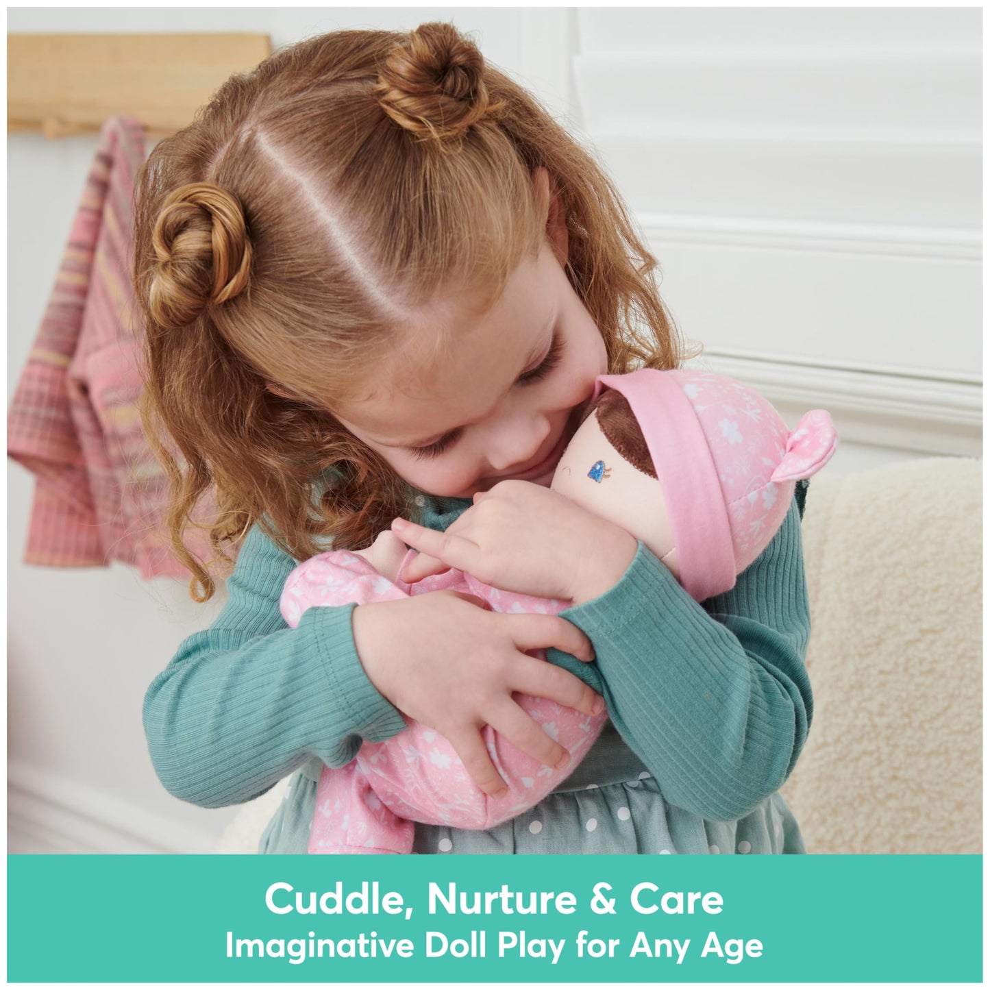 Baby GUND Sustainable Baby Doll, Plush Doll Made from Recycled Materials, for Newborns and Toddlers, Pink, 12”