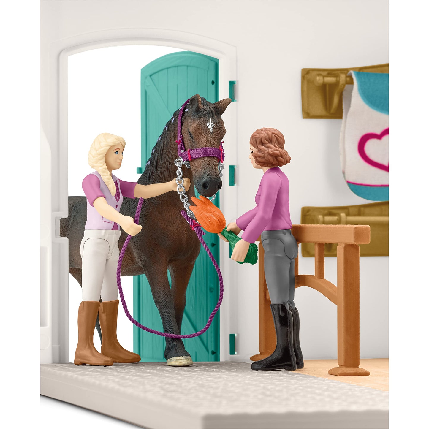 Schleich Horse Club - 67PC Sofia's Tack Shop Playset with Toy Horse Figurine, 2 Poseable Action Figures and Accessories - Realistic Pretend Shopping Toys for Girls and Boys - Kids Toys Ages 5+ | 42568