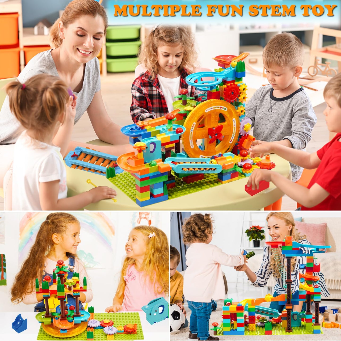 Marble Run Building Blocks Kid Toys Ages 4-8,Montessori Education Preschool Learning STEM Toys for 3 4 5 6 8 Year Old Boys and Girls Christmas Birthday Gifts,Puzzle Marbles Track for Kids Games