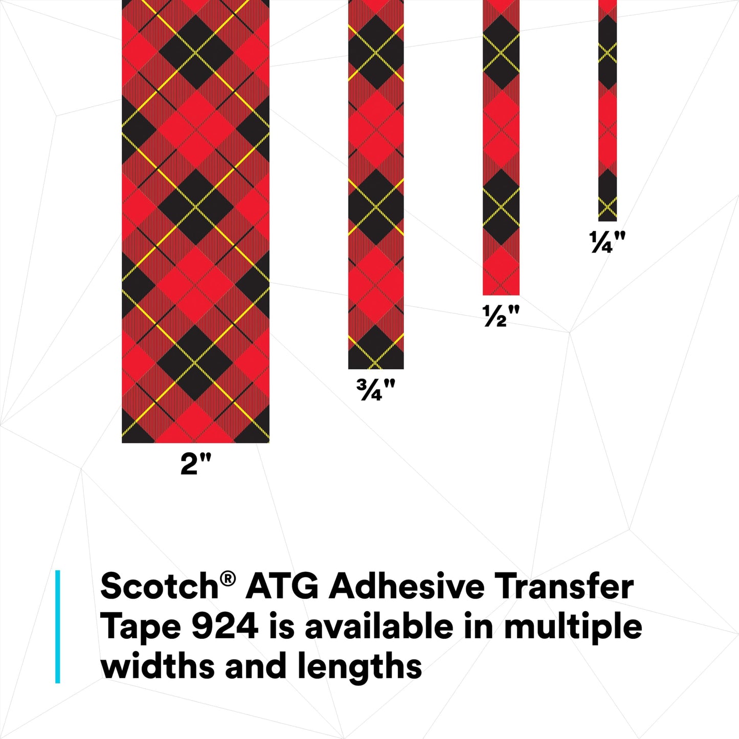 3M Scotch ATG Adhesive Transfer Tape 924 Clear, 0.50 in x 36 yd 2.0 mil (Pack of 12)