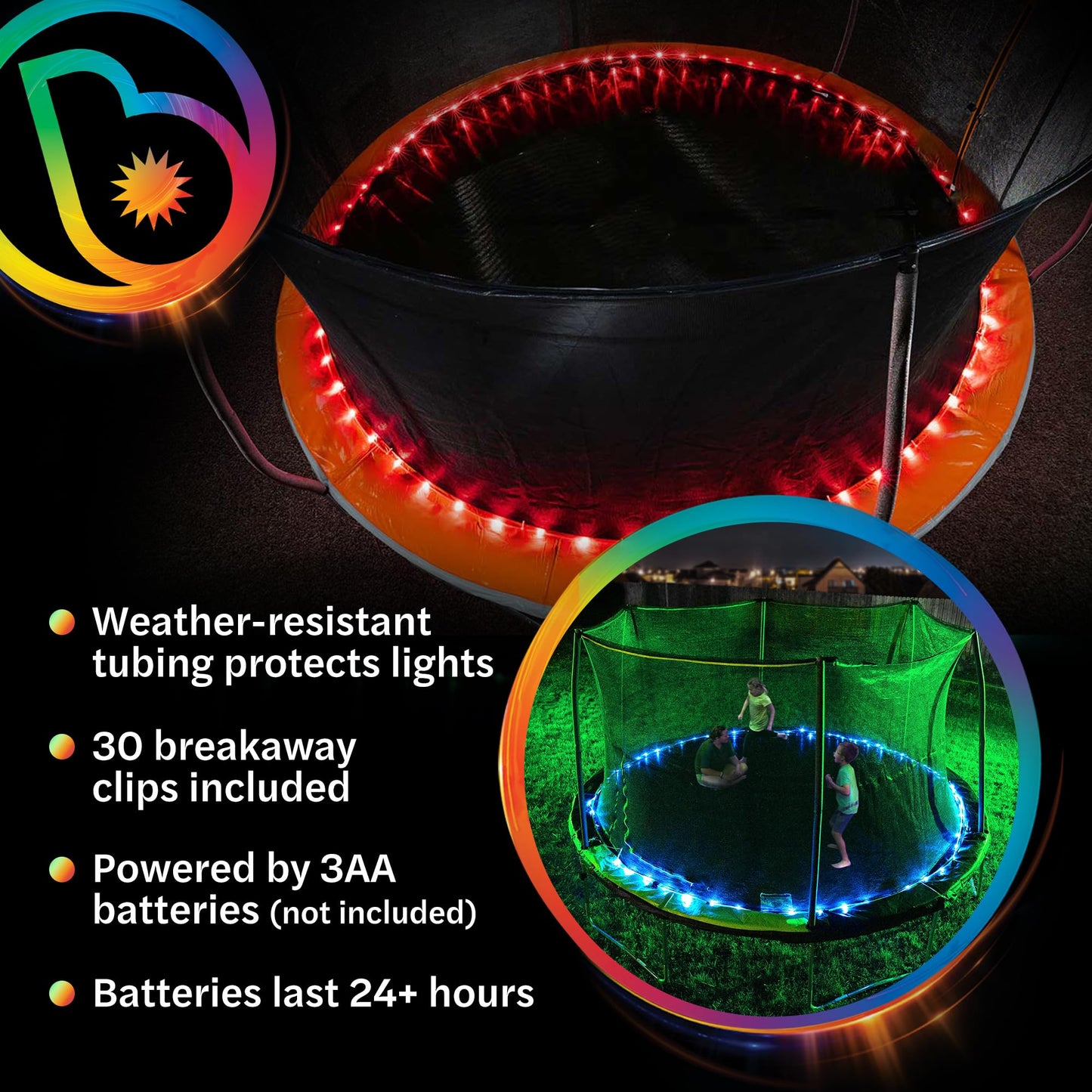 Brightz Bounce LED Trampoline Lights Trampoline Accessories for Kids Trampoline Toys Trampoline Games 14 14ft 16 16ft 15 15ft Summer Fun for Kids Outdoor Trampoline Game Trampoline Stuff