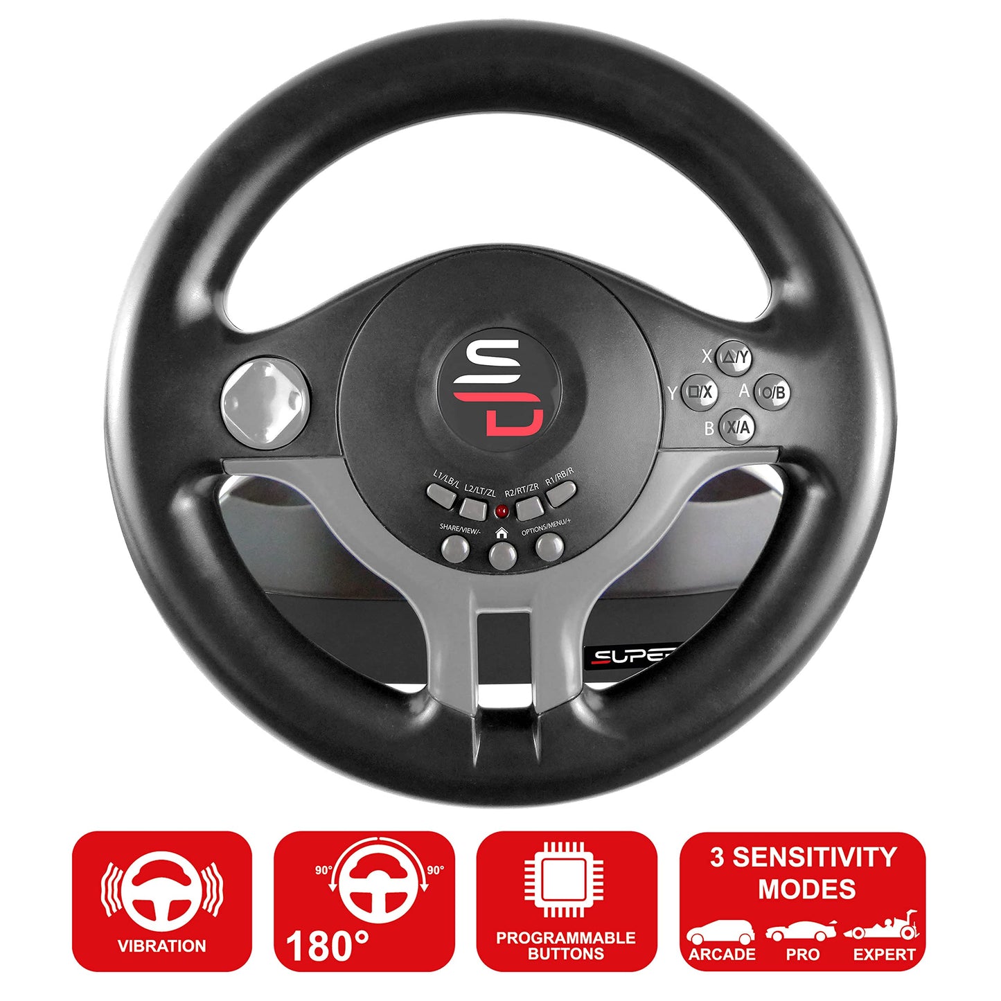 SUBSONIC Superdrive - SV250 Racing steering wheel with pedals and gearshift paddles for nintendo Switch - Ps4 - xbox Seie X/S, Xbox One - PC