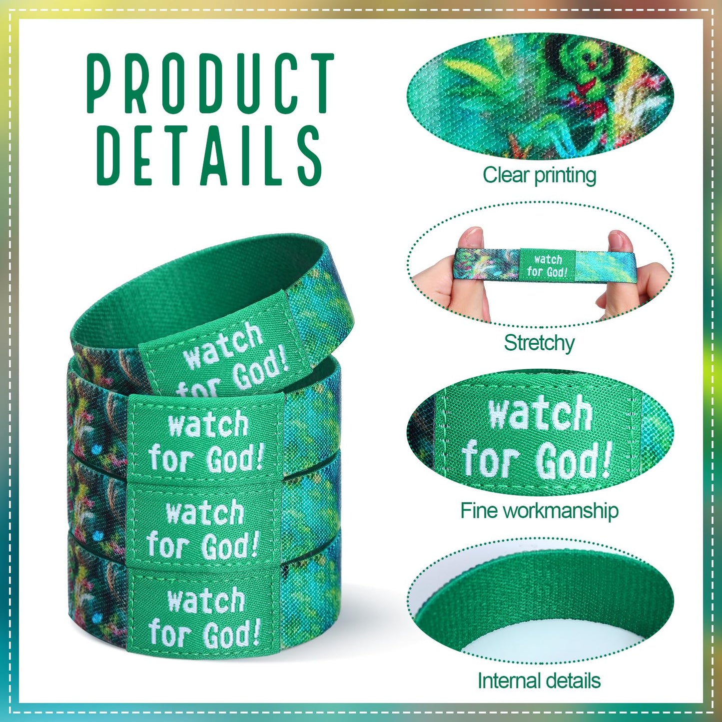 Liliaafar 50 Pcs VBS 2026 Wearable Bracelet Rainforest Fall Watch for God Elastic Christian Religious Bible Verse Inspirational Weaving Stretch Wristband for Men Women Teen Jesus Gift(Modern Style)