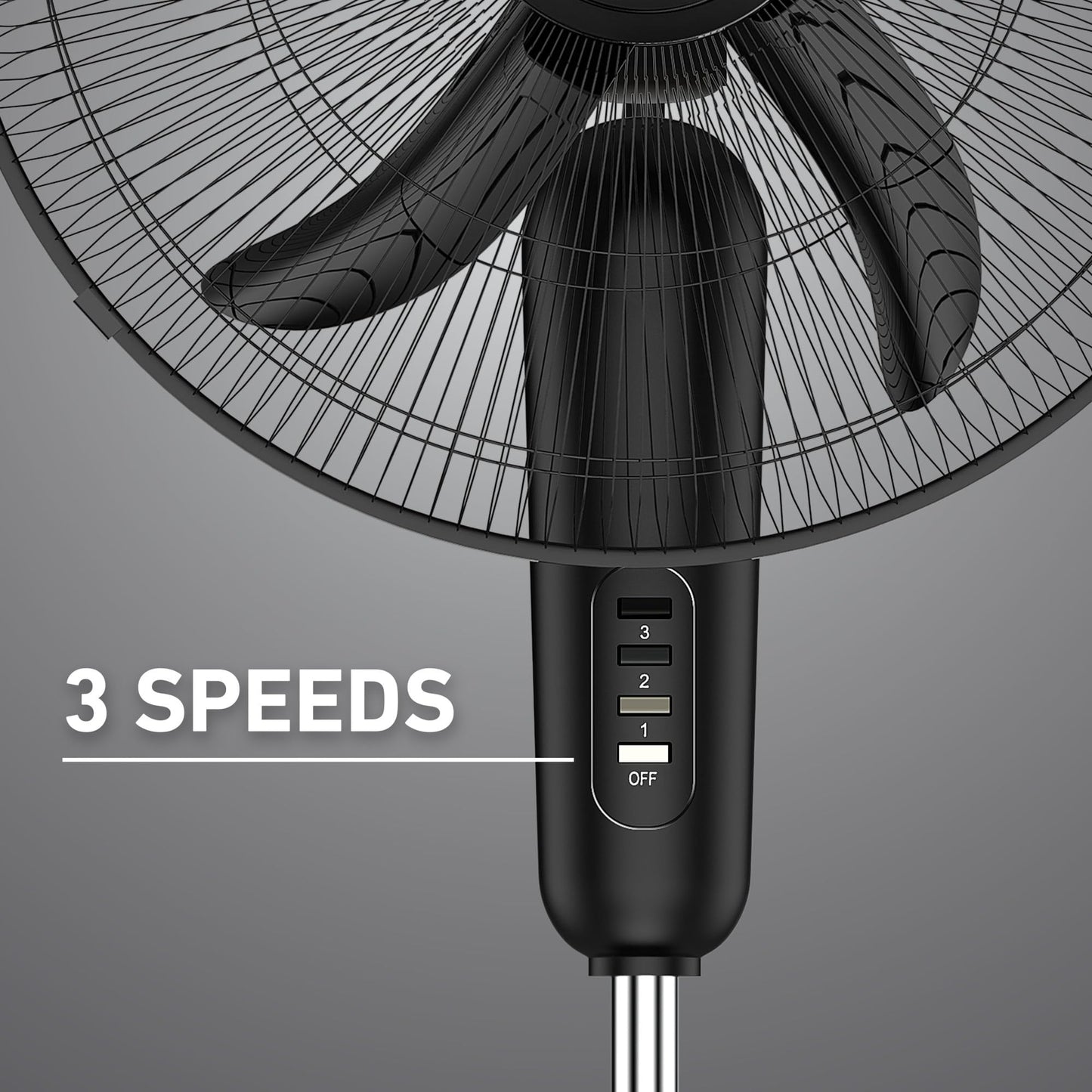 Holmes 18 Inch Oscillating Stand Fan 3 Speed Powerful Airflow Adjustable Height 30 Degree Tilt Wide Angle Cooling Quiet Operation for Bedroom Living Room Home Office Gym Black