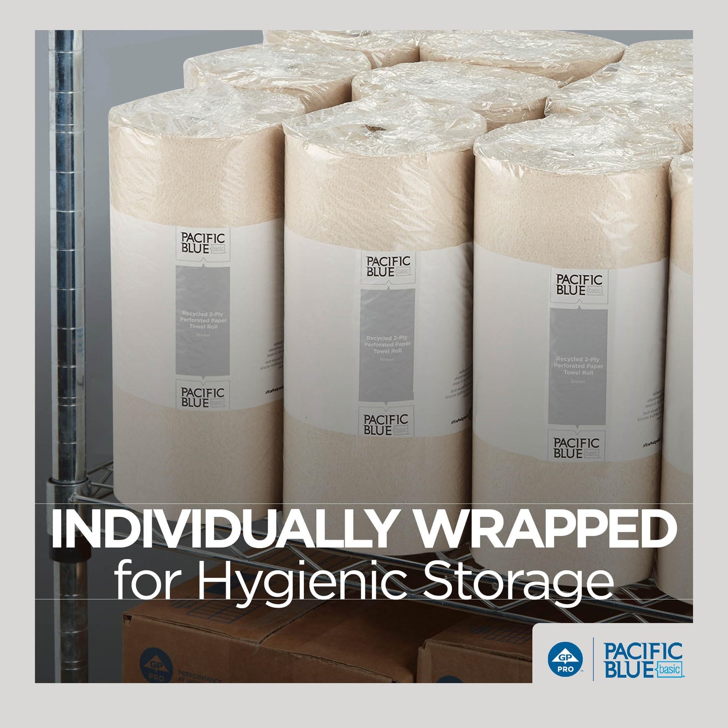 Georgia-Pacific Pacific Blue Basic 2-Ply Recycled Perforated Paper Roll Towel (Previously Branded Envision) By GP PRO (Georgia-Pacific), Brown, 28290, 250 Sheets Per Roll, 12 Rolls Per Case