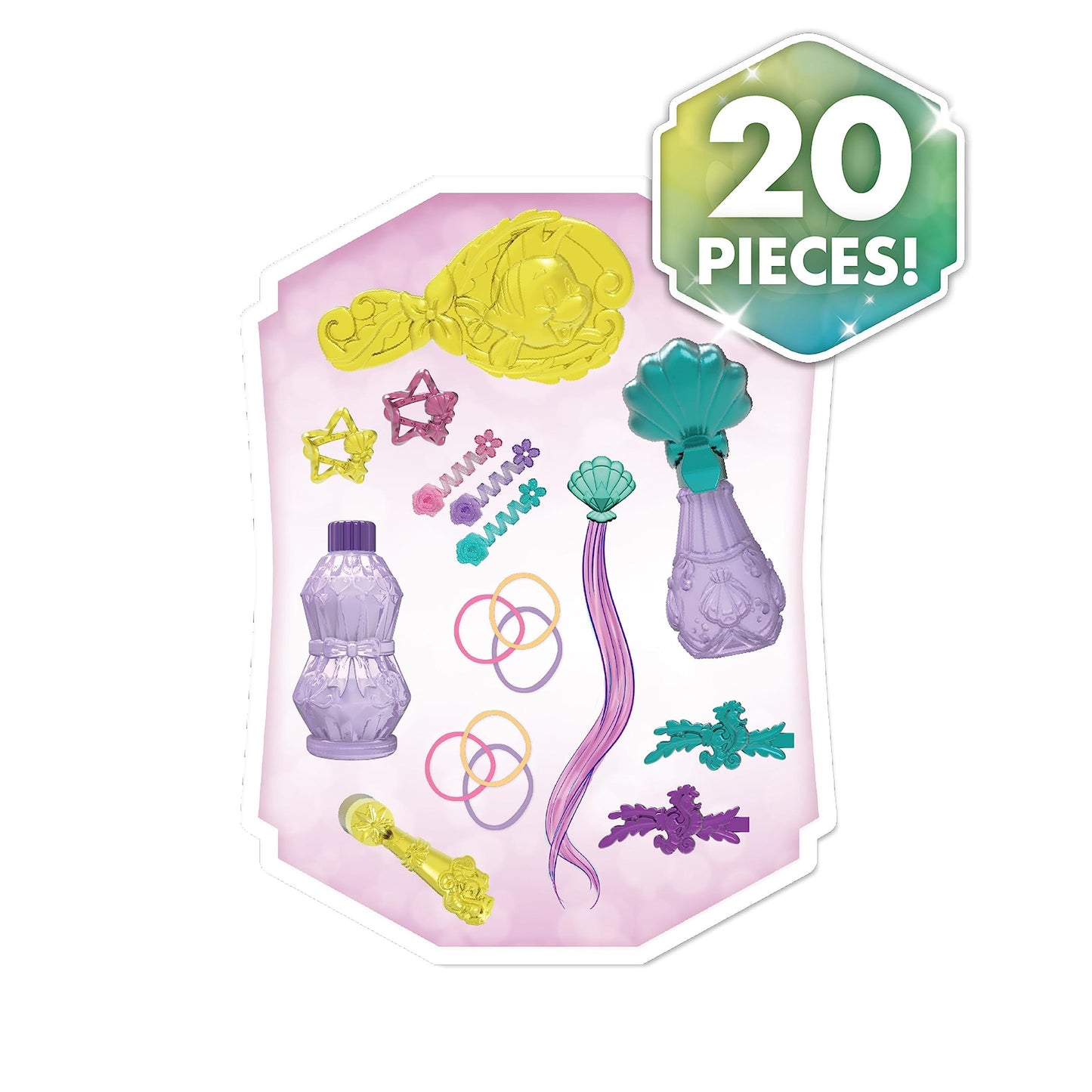 Disney Princess Shimmer Spa Ariel 8-inch Styling Head, 20-Pieces, Red Hair, Pretend Play