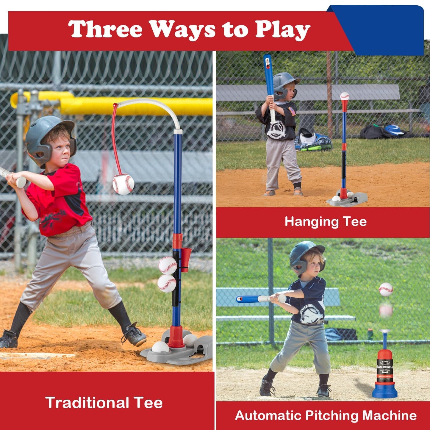 VROGTIK Tball Set for Toddlers 3-5,Kids Toys Boys 3-5, Baseball Tee Training Equipment, 4 Year Old Boy Birthday Gift,Outdoor Sports Toys,Playground Sets for Backyards