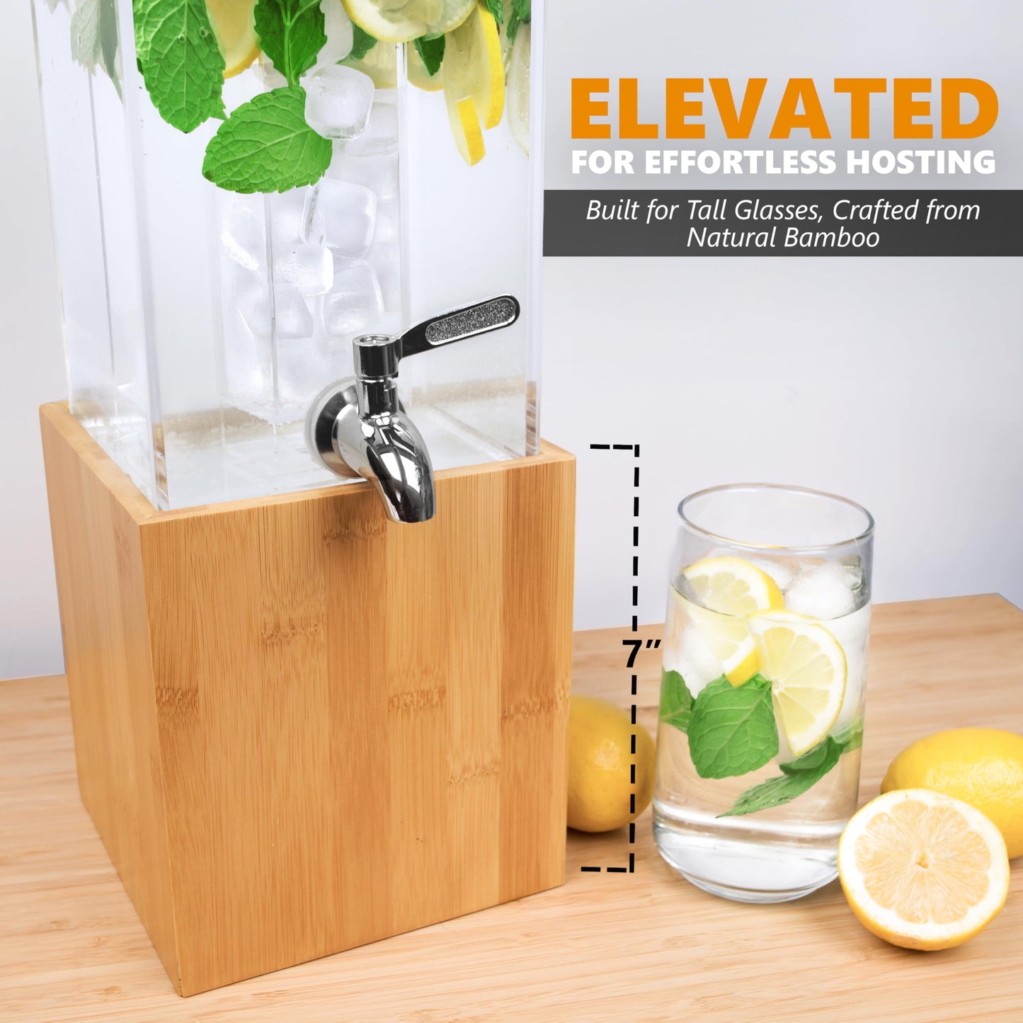 Ksestor ACRYLIC Drink Dispenser - 1.25 GALLON - Beverage Dispenser with Stand - Ideal Drink Dispenser for Parties - Water Dispenser - Hosting Essentials
