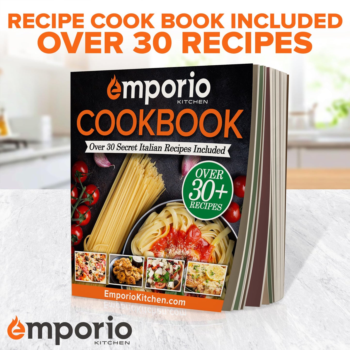Emporio Kitchen Baking Pan Set - Nonstick Coating, Carbon Steel Bakeware Set with Gray Silicone Handles, PFOA, PFOS, PTFE Free, Recipe Booklet Included, Oven Safe Tray (Up To 450° F), Set of 25 - Gray