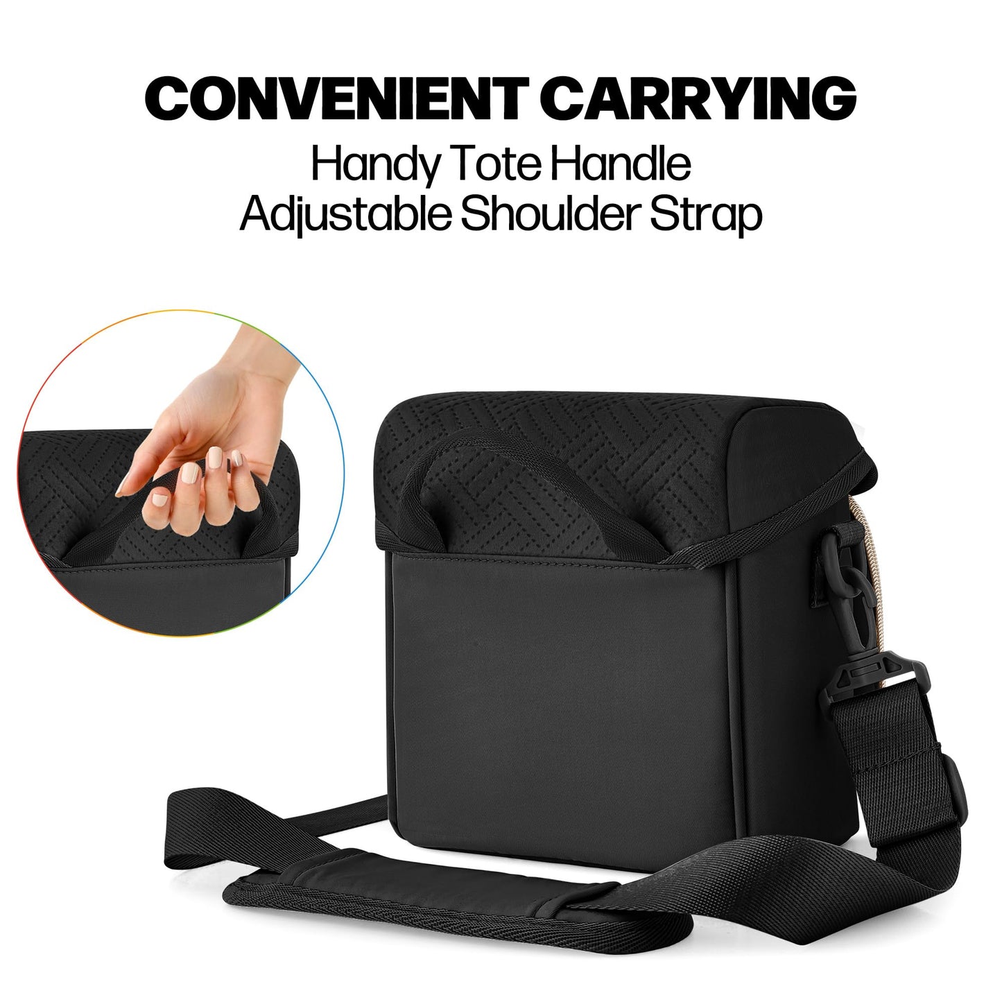 Prokva Camera Sling Bag Compatible with Polaroid Now 2nd Generation I-Type, Now+ 2nd Gen I-Type, Now, Now+, OneStep Instant Camera, Camera Crossbody Bag with Adjustable Strap, Black(Empty Bag)