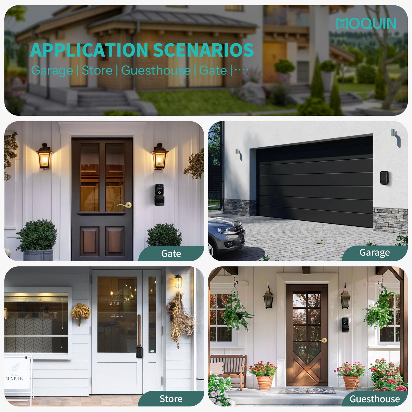 Moquin Smart Key Lock Box, TTLock APP Control, Fingerprint, Manual Keys, Access Card, EKey and Passcode Unlock, Electronic Bluetooth Wireless Lock Box for Airbnb Realtor House Office