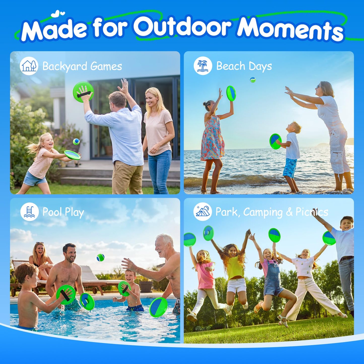 EVERICH TOY Upgraded Toss and Catch Ball Game Set, Kids Toy for Indoor Outdoor Beach Pool Yard Game, Classic Gift Easter Basket Sufferrs for Boys Girls 3 4 5 6 7 8 9 10 11 12+ Years Old