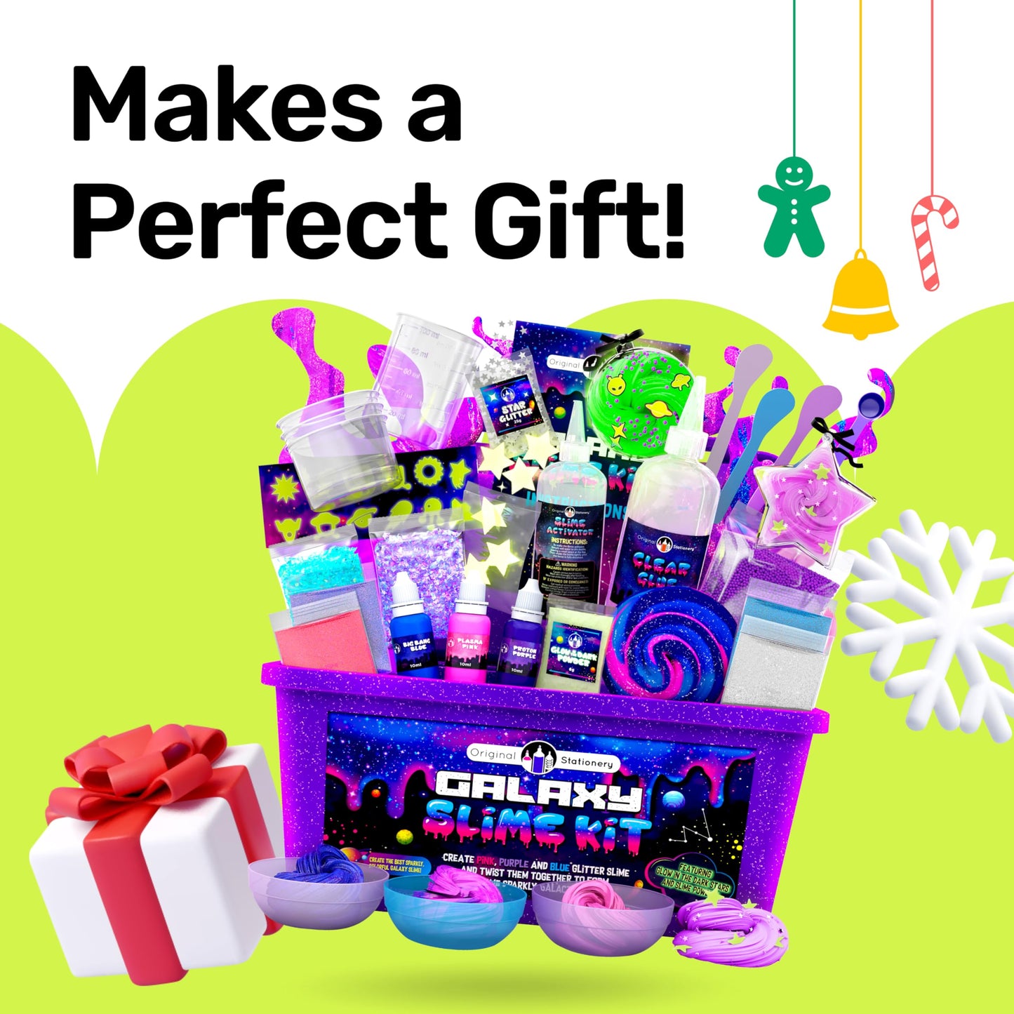 Original Stationery Galaxy Slime Kit, Fun Slime Set with Glow in The Dark Stickers and Glow in The Dark Powder to Make Glitter Slimes & Galactic Slimes